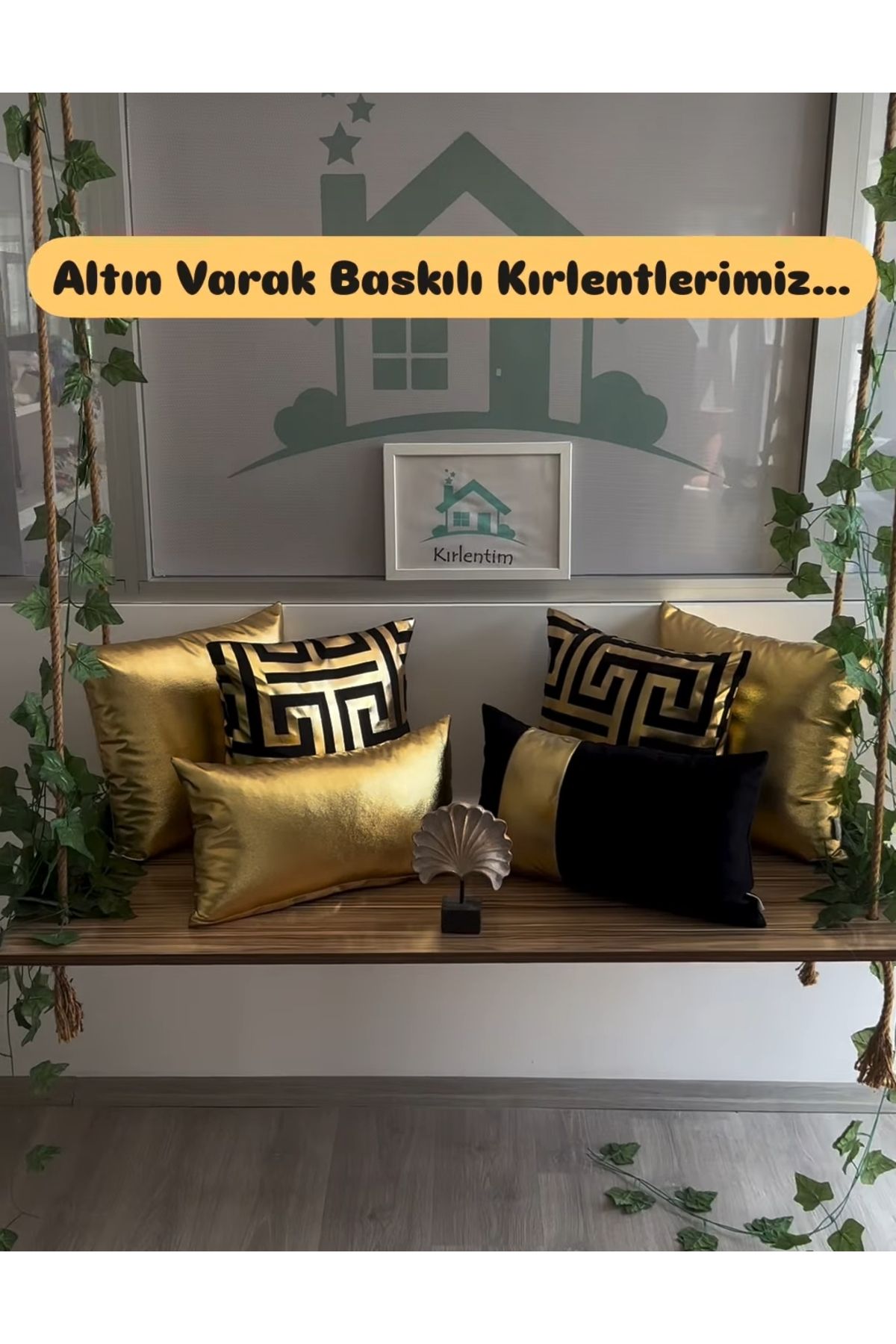 KIRLENTİM 6lı-Altın Varak Baskılı Düz-Labirent-Kırlent Kılıfı