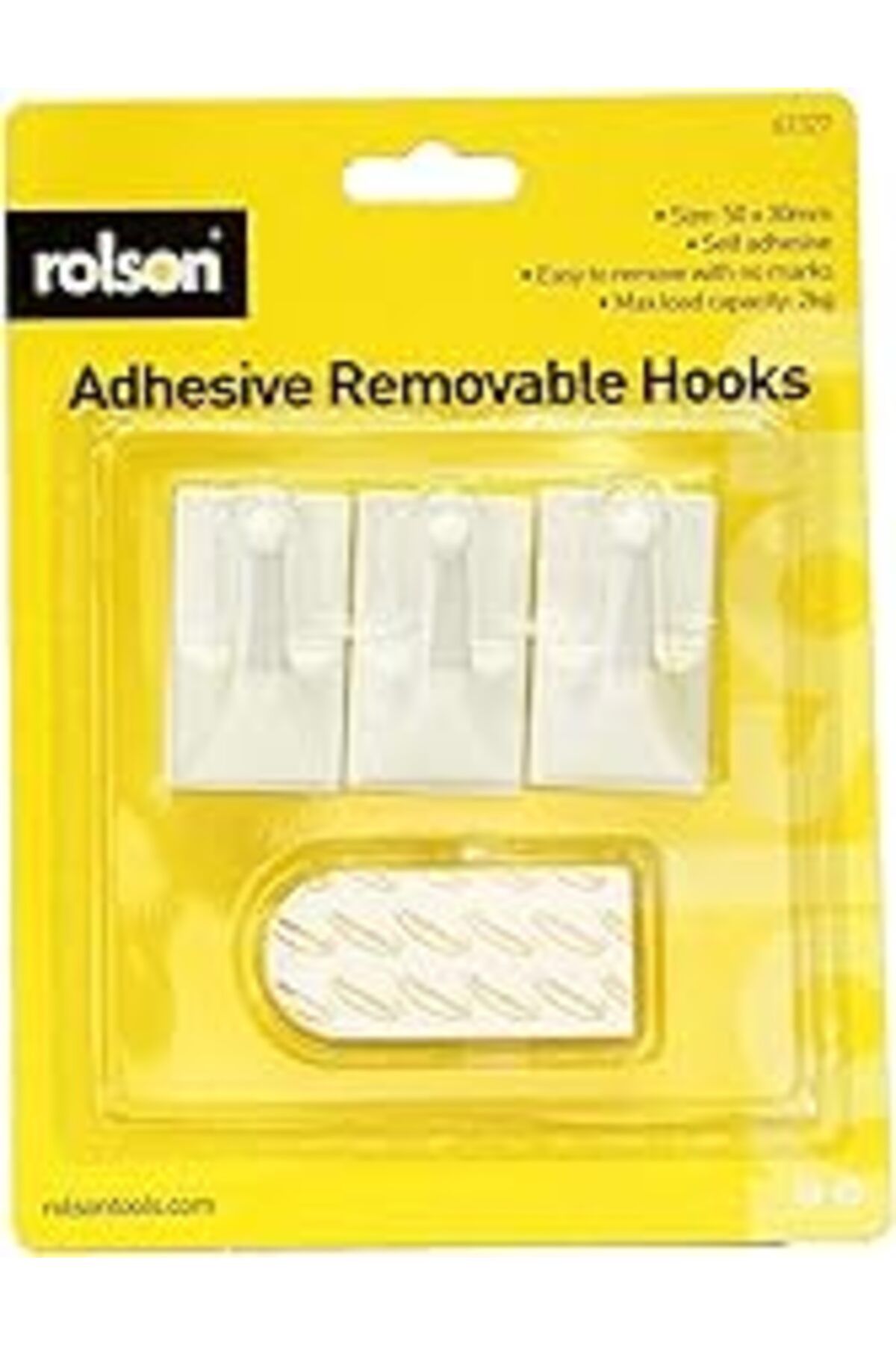 Qedii Rolson 61327 3Pc Removable Adhesive Hooks, Black