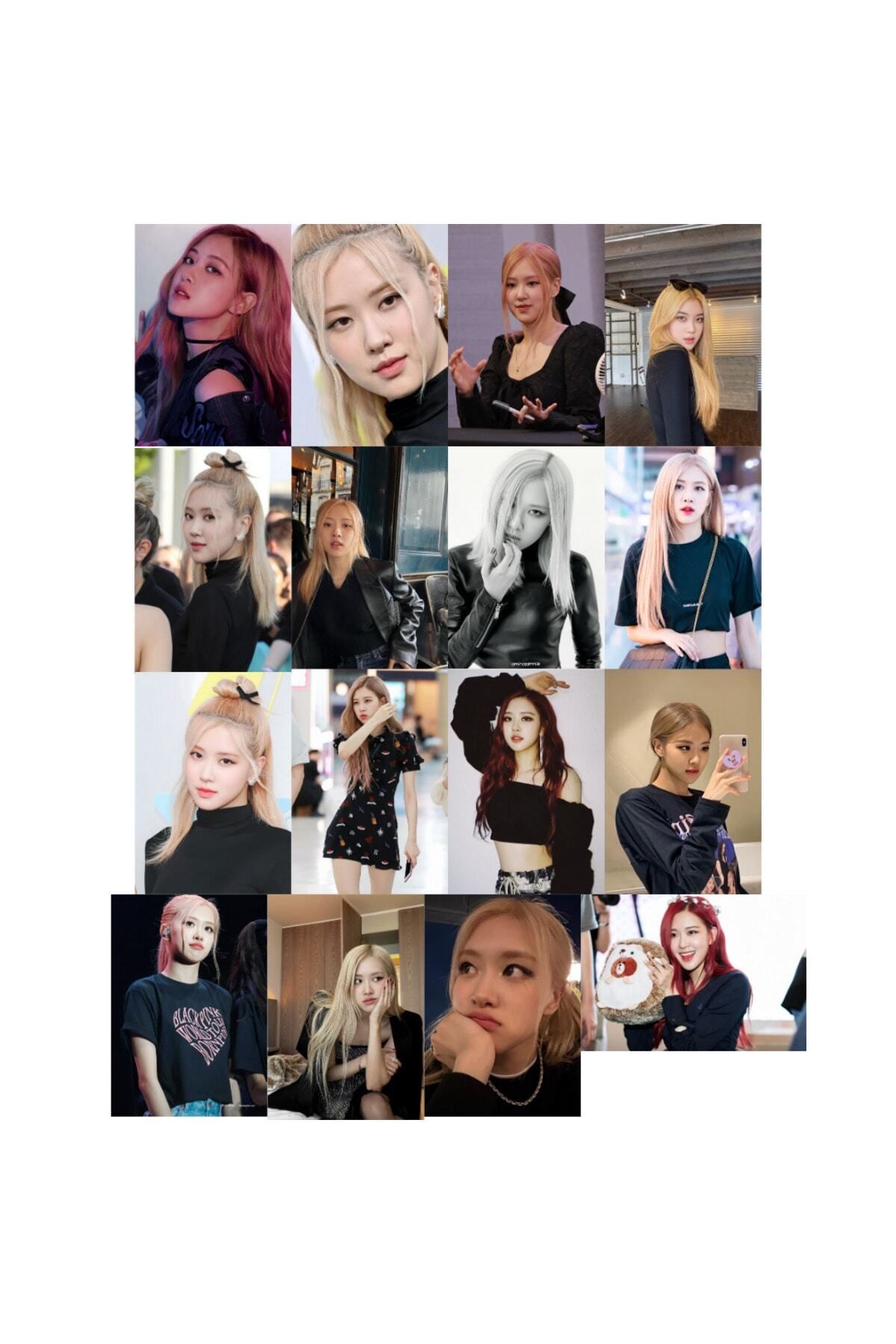 Elioure Renkli Blackpink Rosé poster seti, 16 adet duvar dekoru, şık ve enerjik tasarım