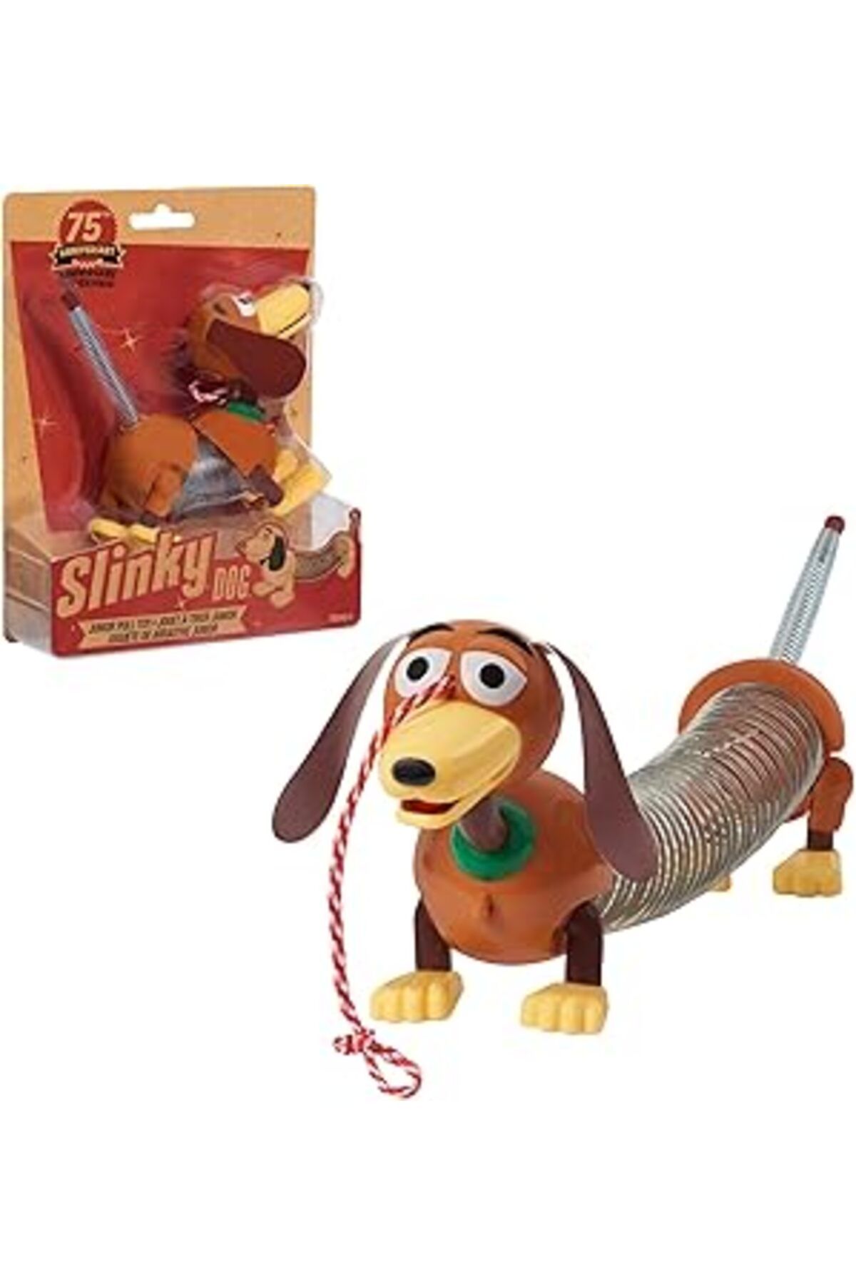 Qedii Just Play Retro 11 Cm Slinky Dog Jr, Orijinal Klasik Yürüyüş Bahar Oyuncak, Vintage, Fidget Oyuncak