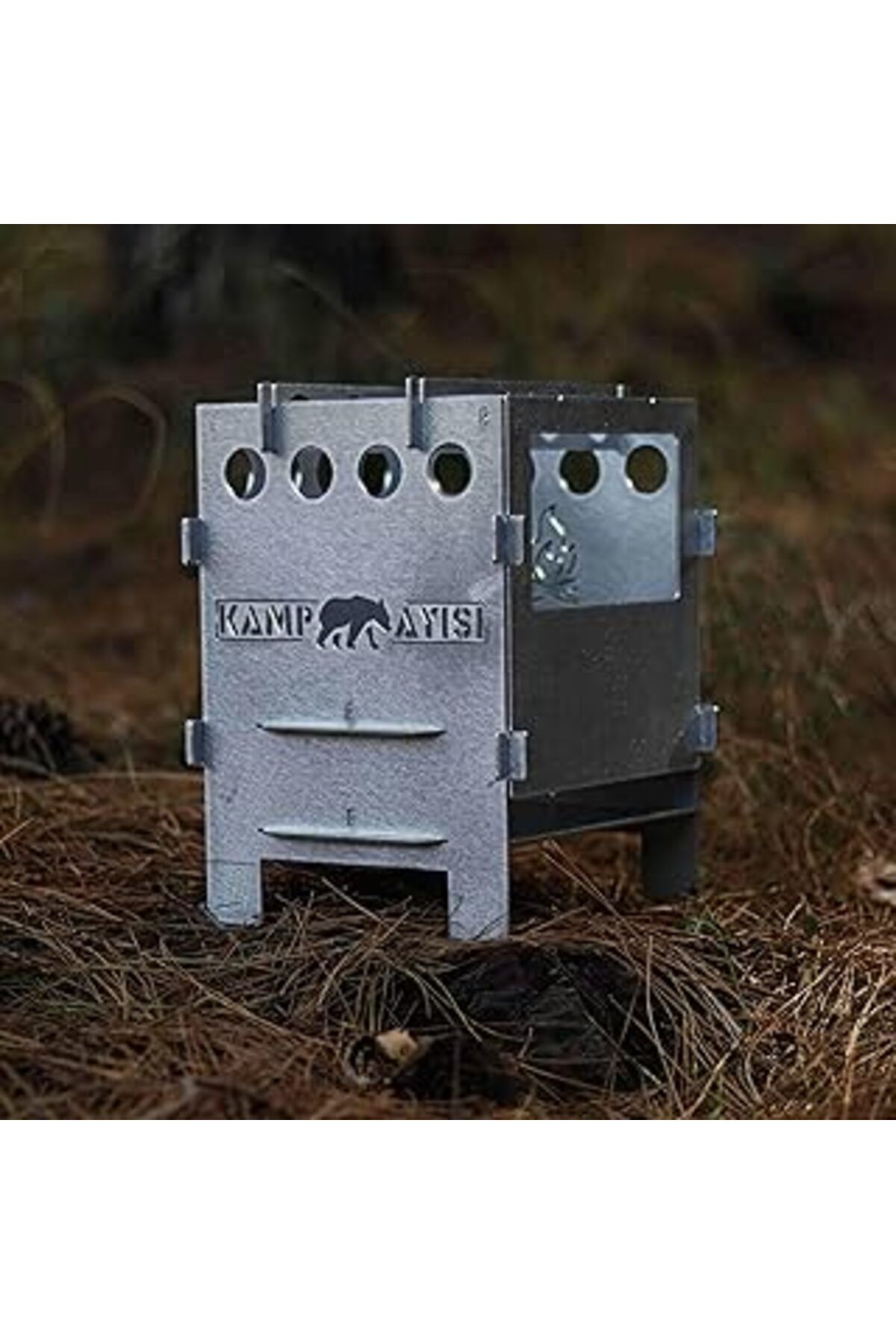 Mu Art Ahşap Kamp Ayısı® Pyrolite™ Ateş Kutusu: Pratik Ve Katlanır Çok Yakıtlı Çantalı Metal Kamp Ocağı