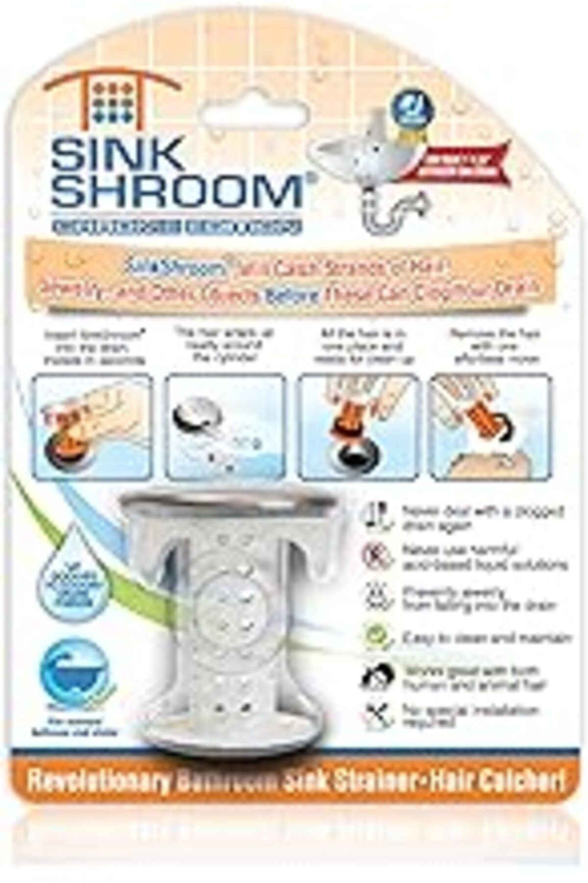 Pazarcan Sinkshroom Tubshroom Lavabo, Silikon, Krom, 1 Inç -1,4 Inç