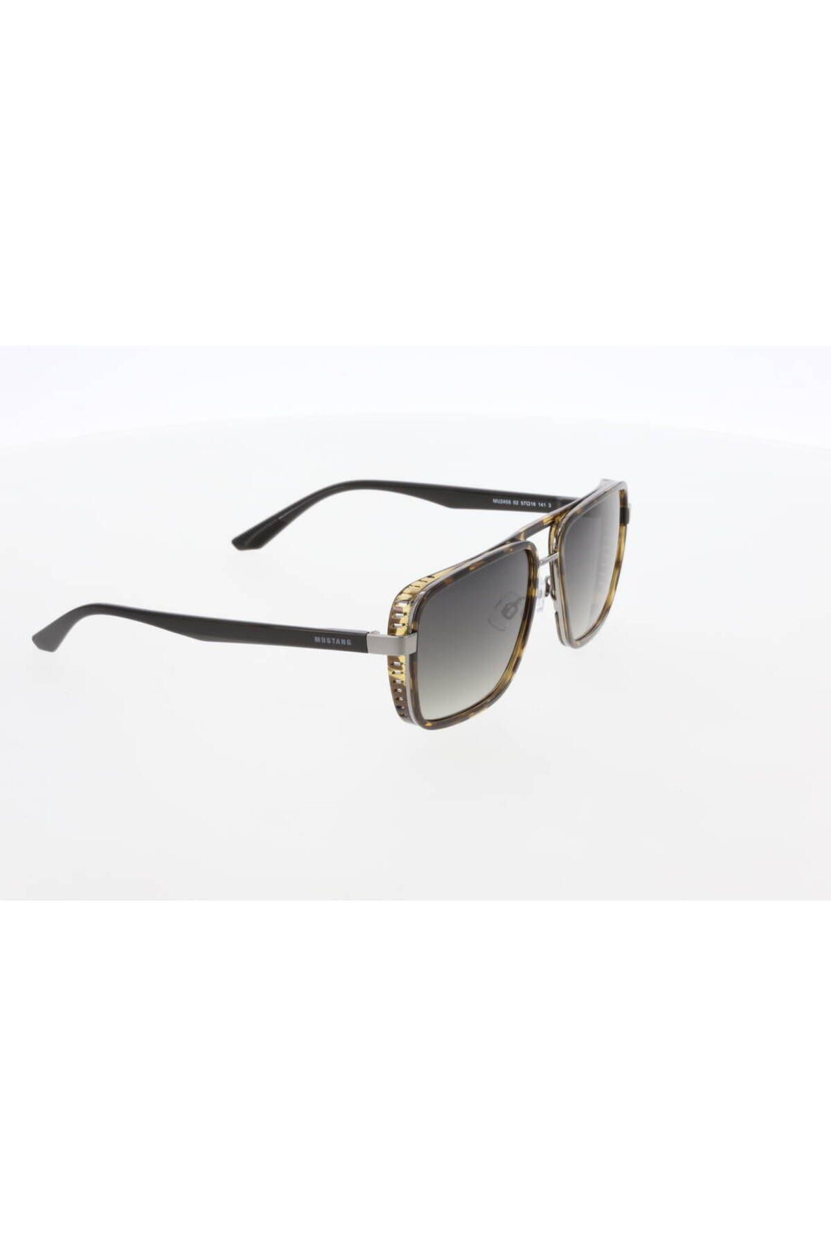 Mustang-Mu2455 Col.2 57 16 141 Sap Partial Black Frame Leopard Brown Pattern Glass Color Green Gradient U 4