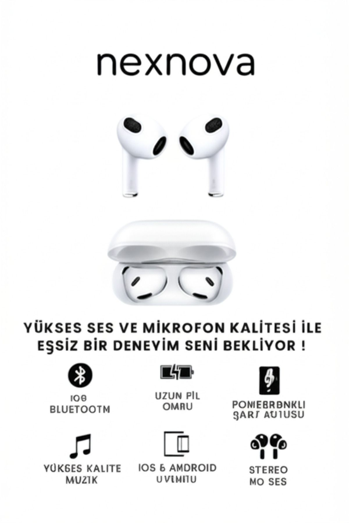 nexnova Air 3 Bluetooth Kulaklık Ios Ve Android Uyumlu Kablosuz Kulaklık
