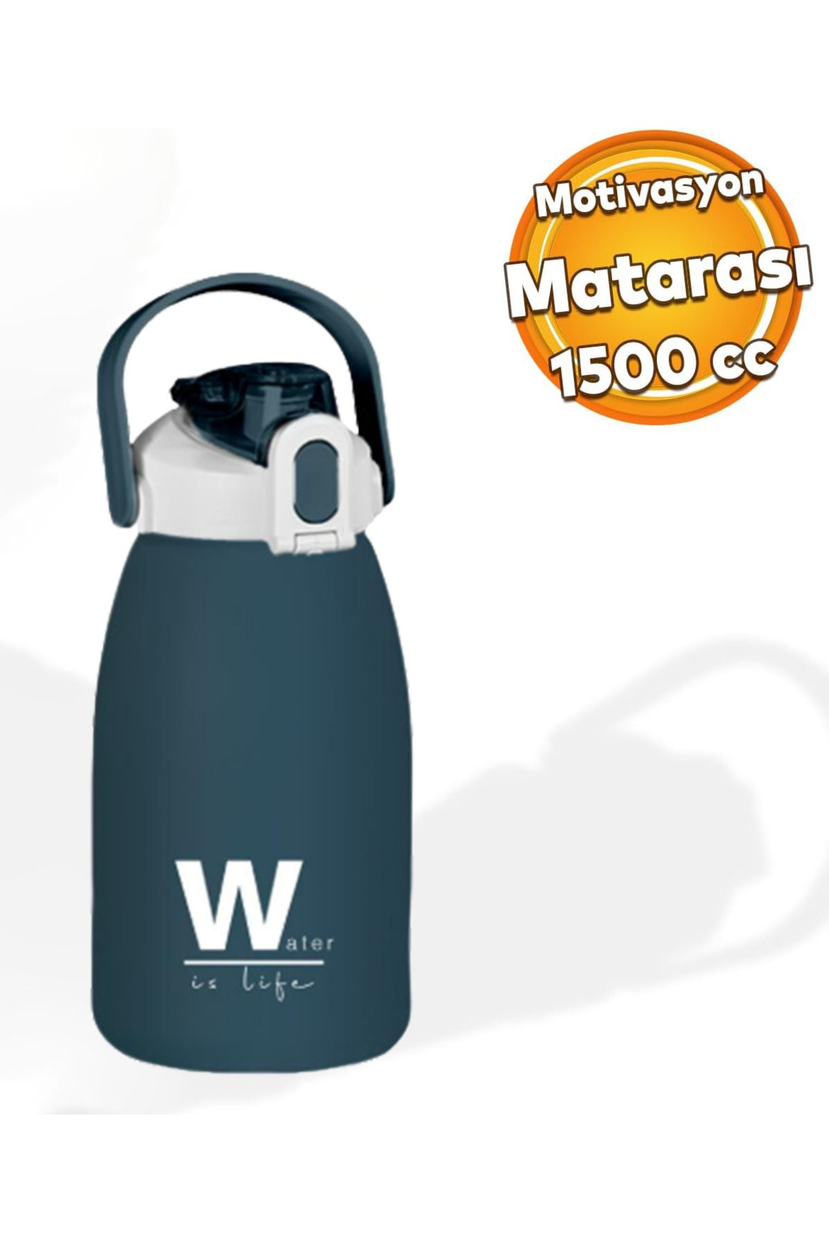 ROYALGROSS BPA İçermez 1500 ml Mavi Su Matarası – Taşıma Askılı, Kilitli Kapaklı, Spor Günlük Kullanıma Uygun