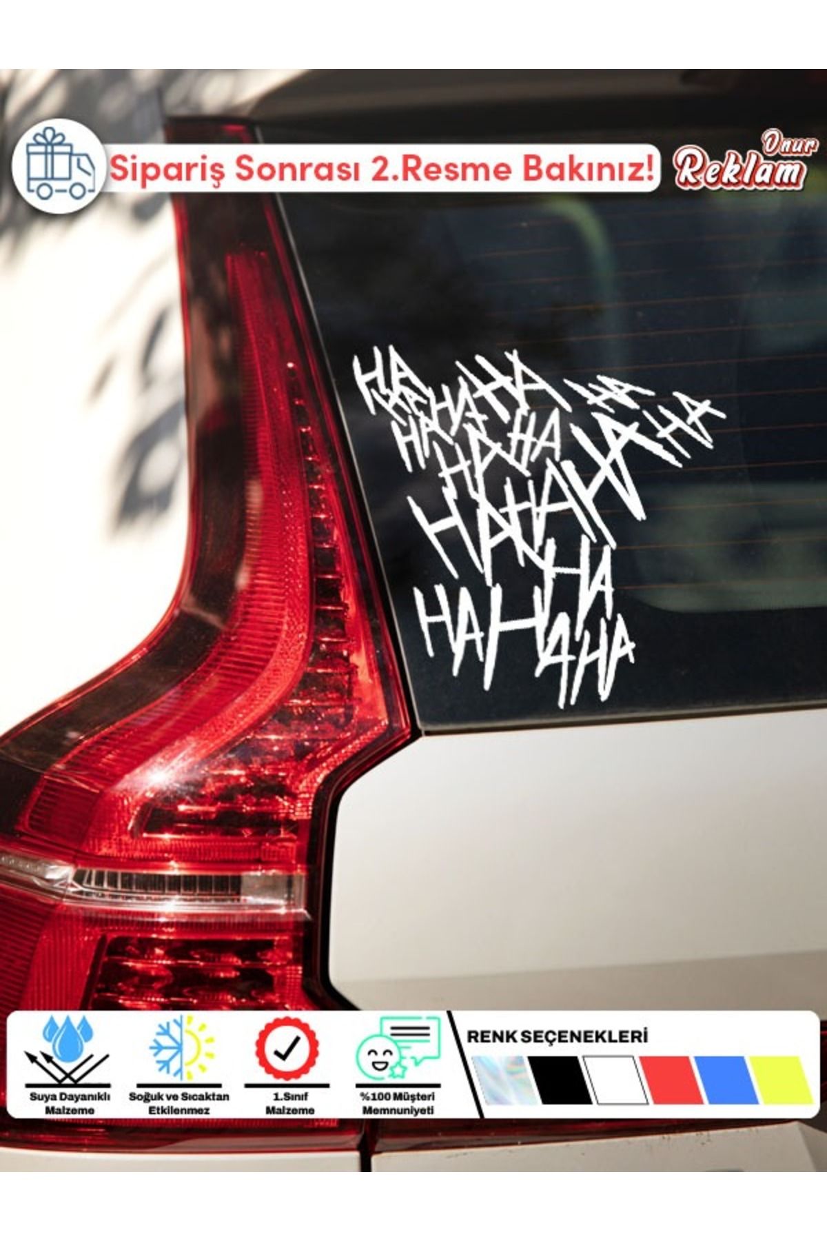 Onur Reklam Joker Kahkahası Sticker – Fosfor Sarı Komik Araba Camı Etiketi
