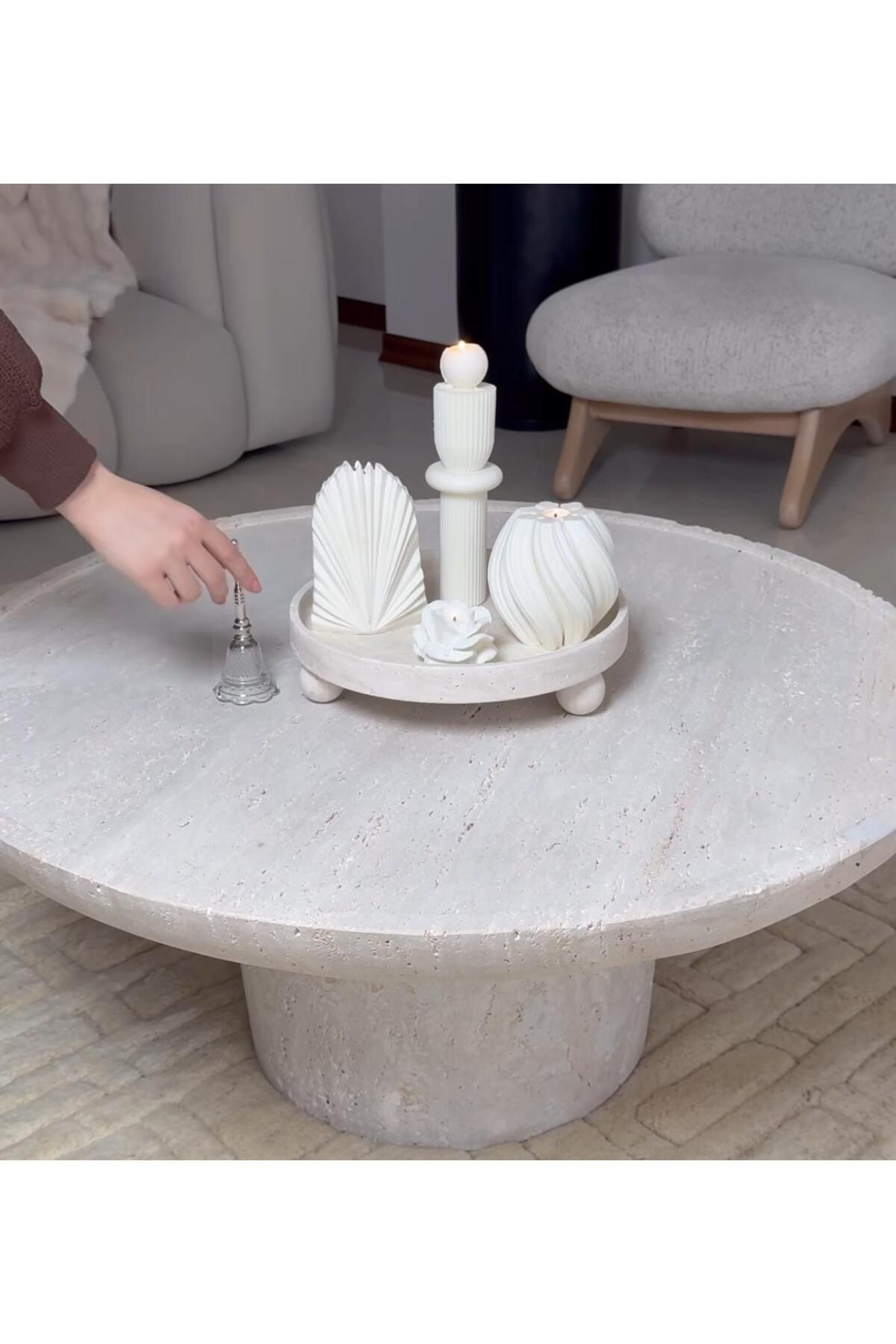 SCA CANDLE Dekoratif Mum palm +Tekli Top +Dalga+Gül