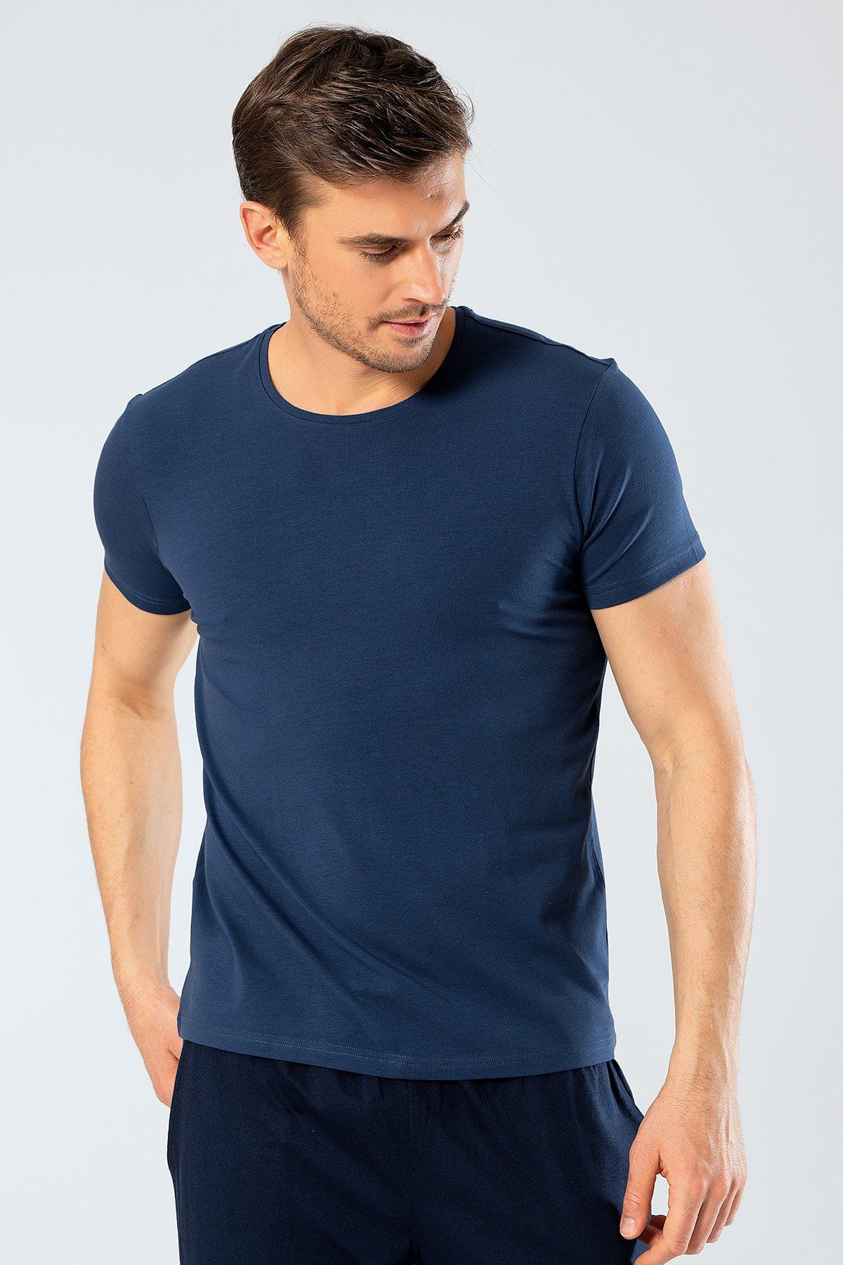 Cacharel %95 Pamuk %5 Likra Bisiklet Yaka Erkek T-shirt