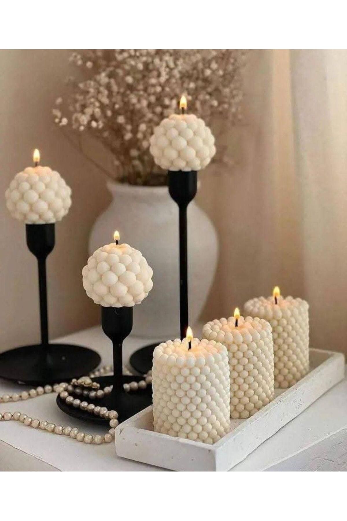 SCA CANDLE Dekoratif Mum inci model top top Topalm 6 Parça