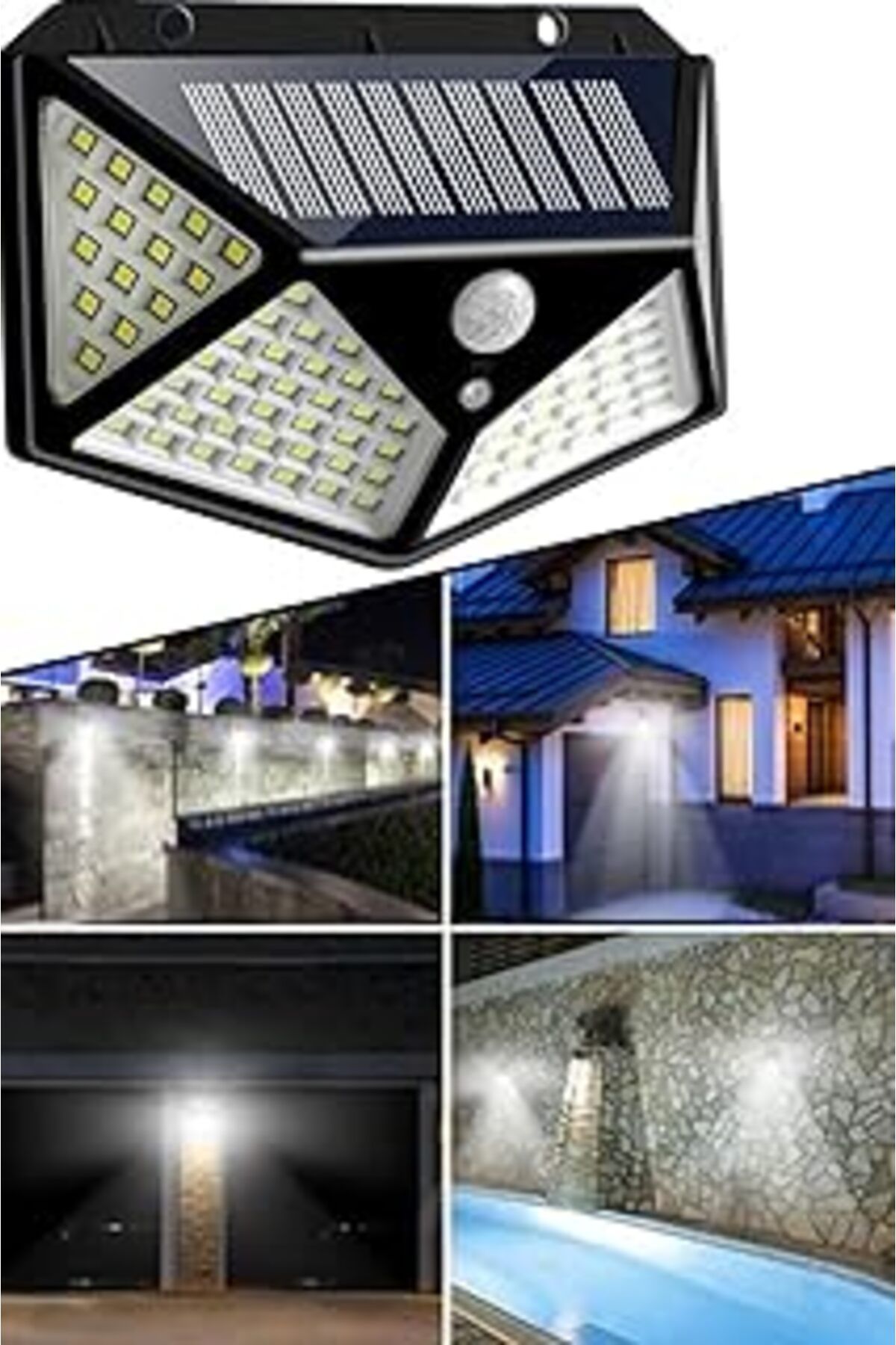 Pazarcan 100 Cob Led'Li Güneş Enerjili Sensörlü Duvar Ve Bahçe Lambası 1410