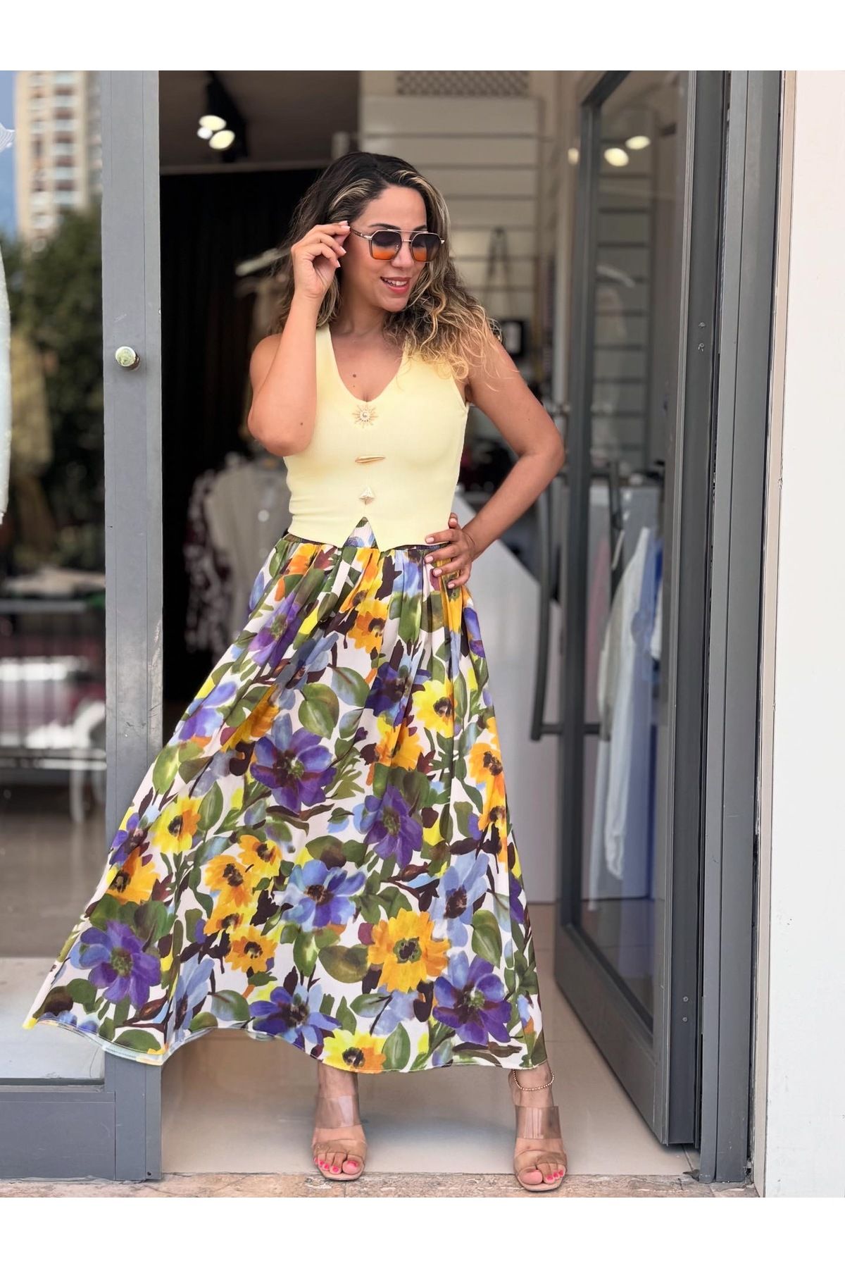 Rozella Butik Çiçekli Maxi Etek