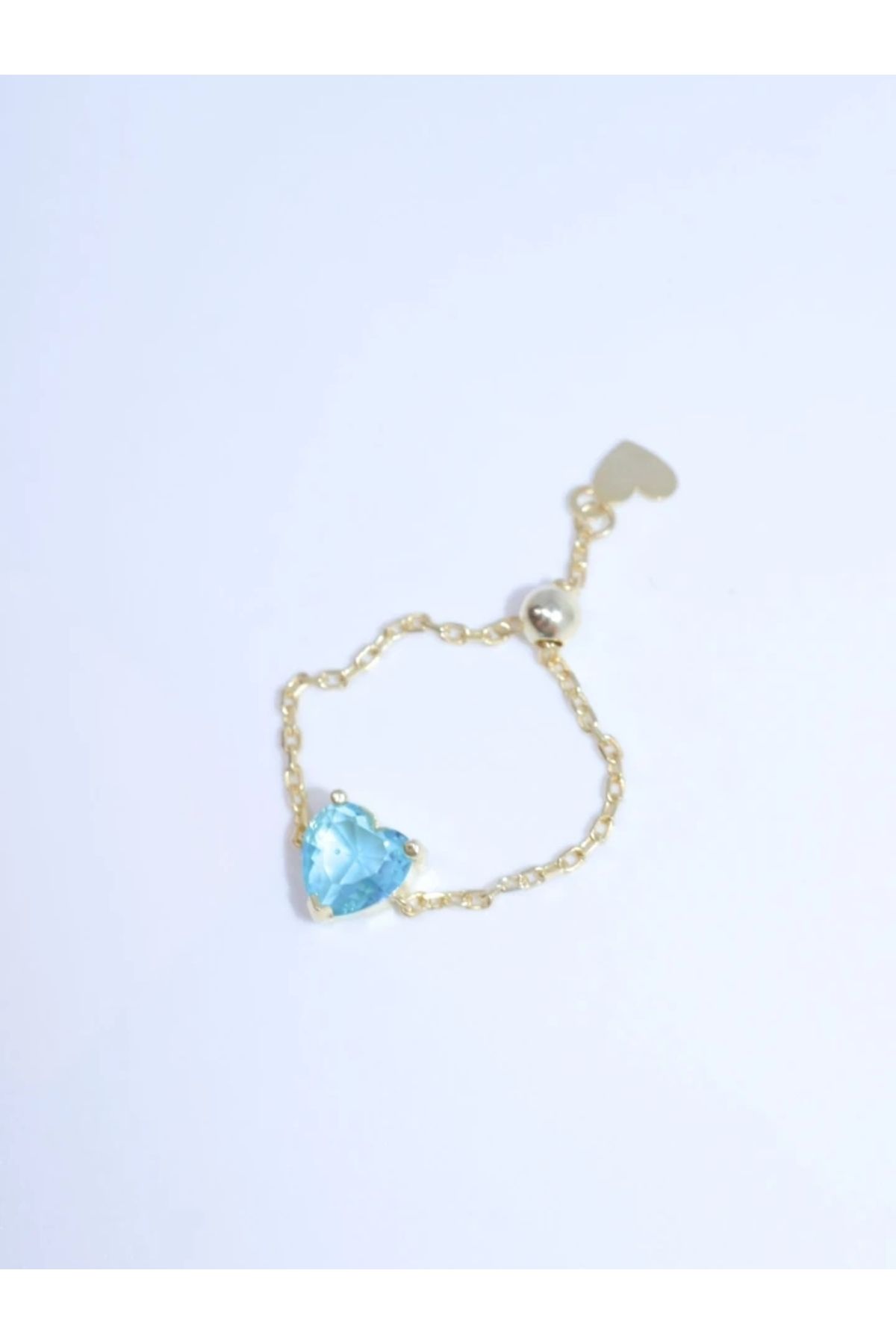 Reorah Collection Kalpli Chain Yüzük Mavi 925 Ayar Gümüş
