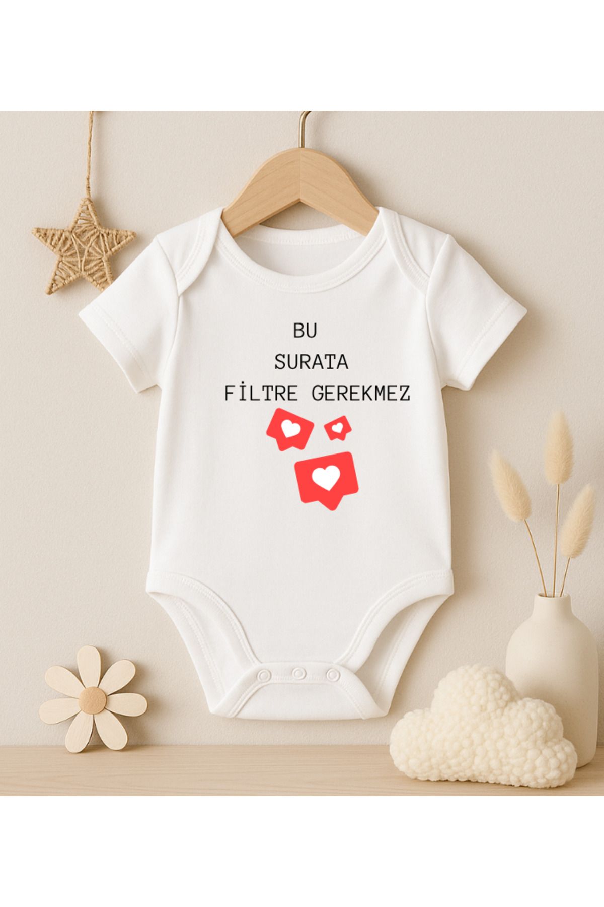MODAT Bu Surata Filtre Gerekmez Yazılı Baskılı Bebek badi zıbın