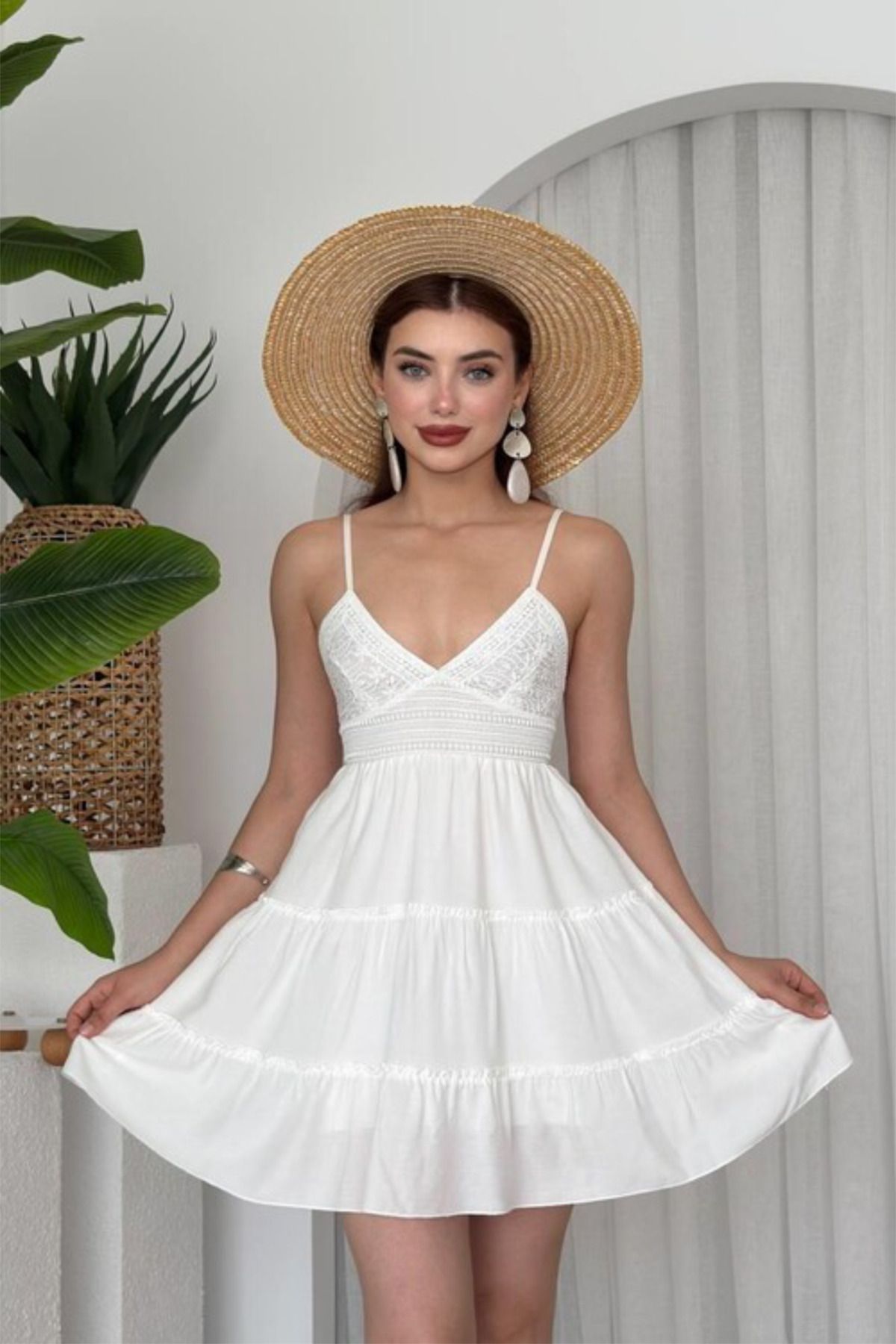 lika boutique Sırt Detay Nivel Göğsü Büzgülü Elbise