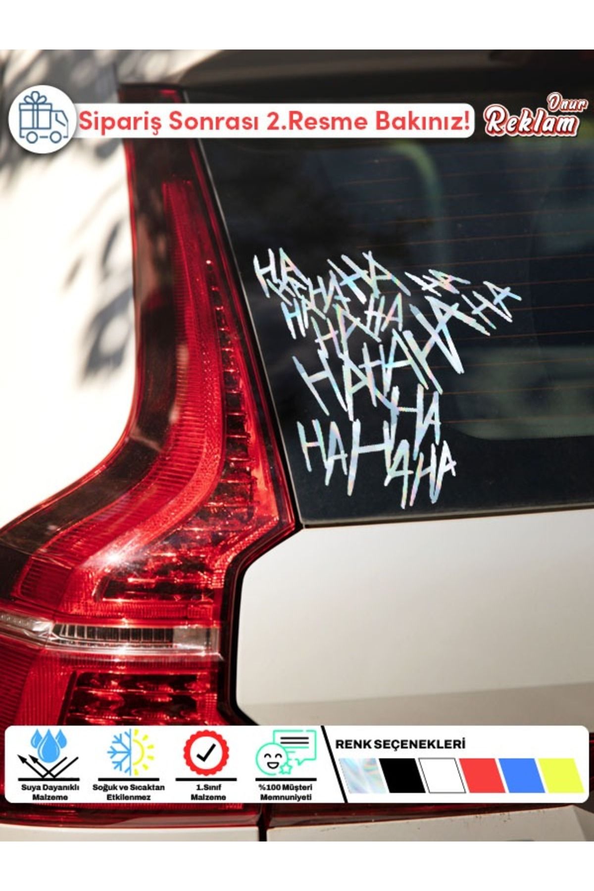Onur Reklam Joker Kahkahası Sticker – Fosfor Sarı Komik Araba Camı Etiketi