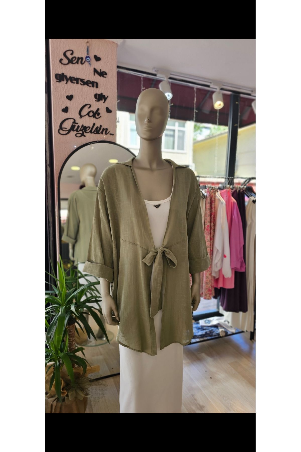 MODA Keten Bağcıklı Gömlek