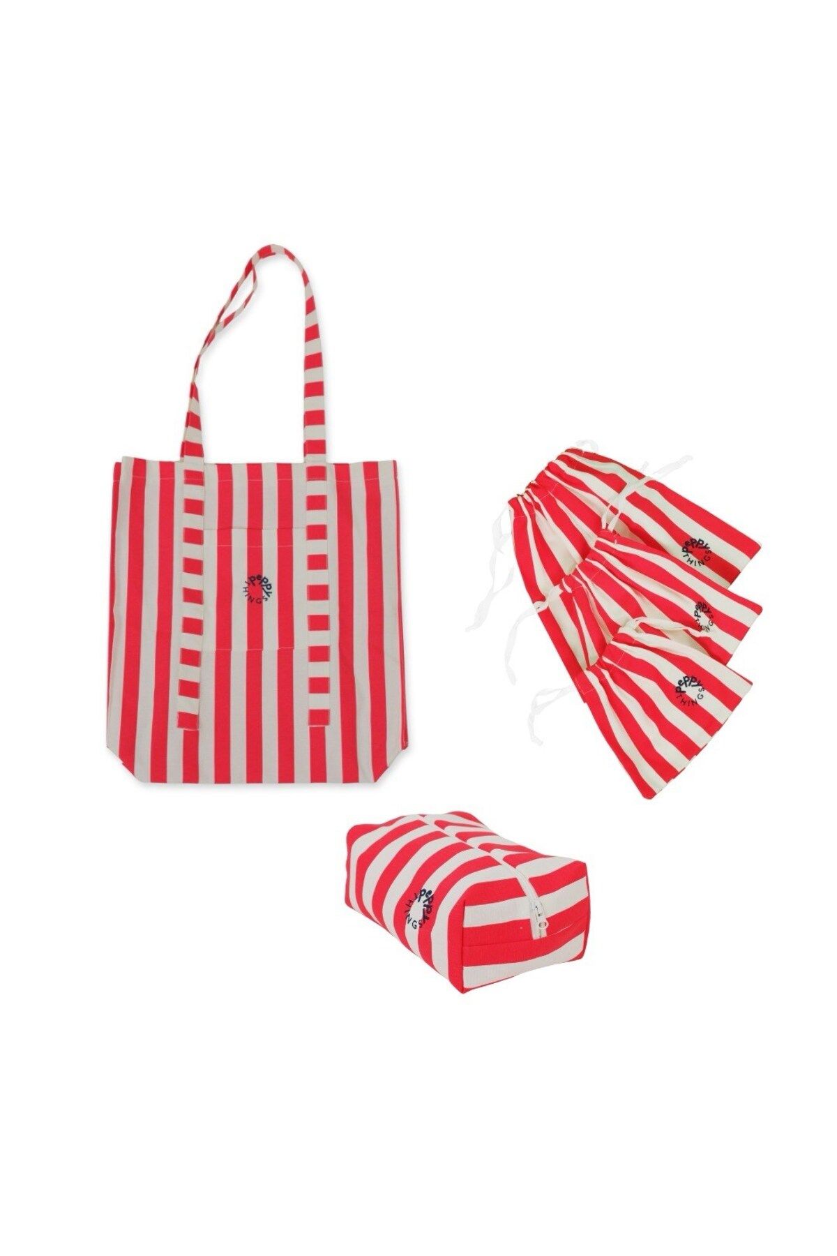 PEPPYTHINGS Lily 3'li Set (Bez Çanta - 3'lü Kese - Makyaj Çantası)