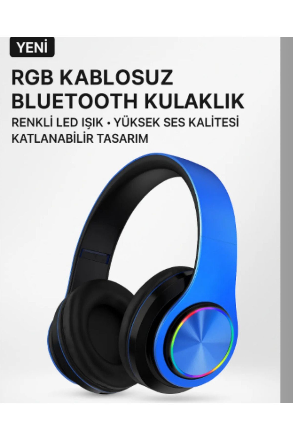 XİRA RGB Işıklı Kablosuz Bluetooth Kulak Üstü Kulaklık | Müzik, Oyun, Mikrofonlu, Katlanabilir