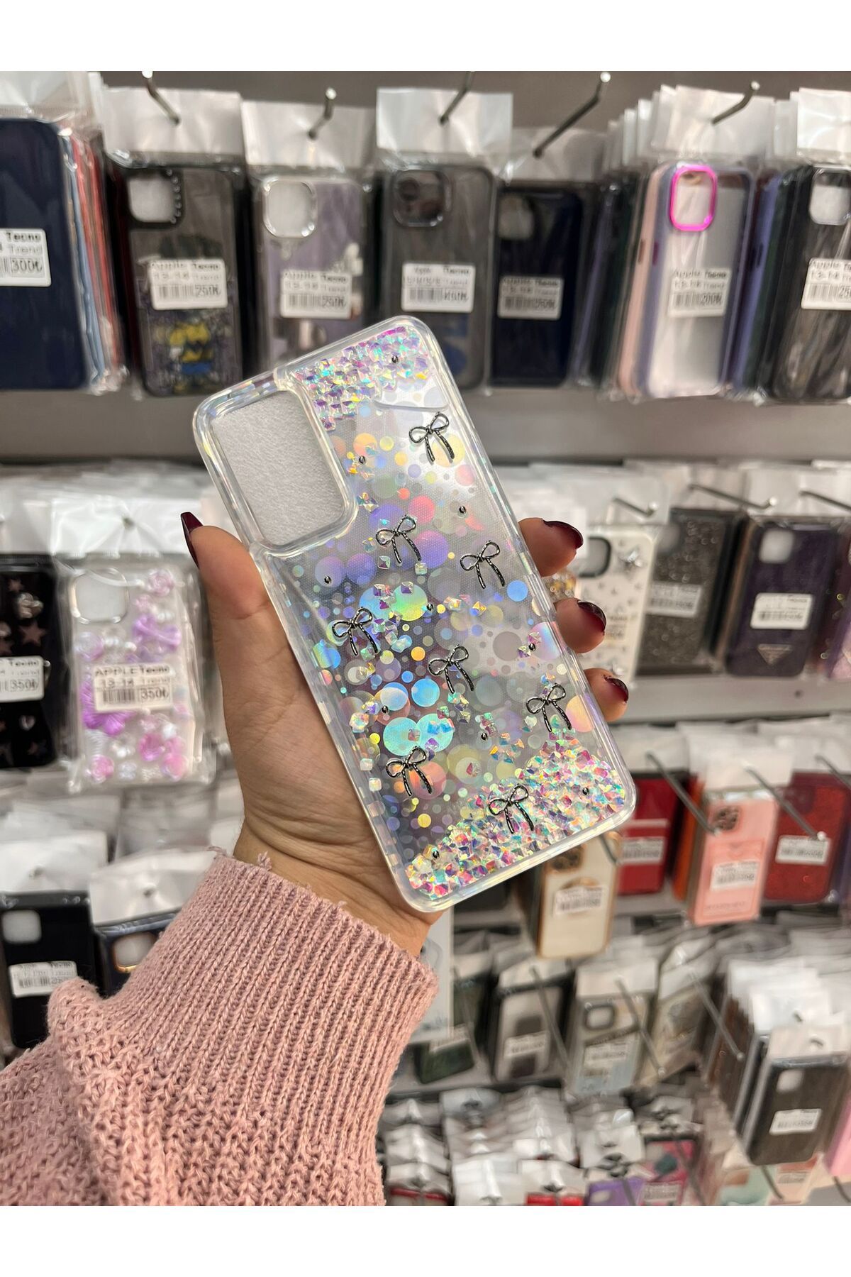 TECNOTREND Galaxy A55 / A53S Uyumlu sıvı parıltılı Hologramlı şeffaf silikon kılıf