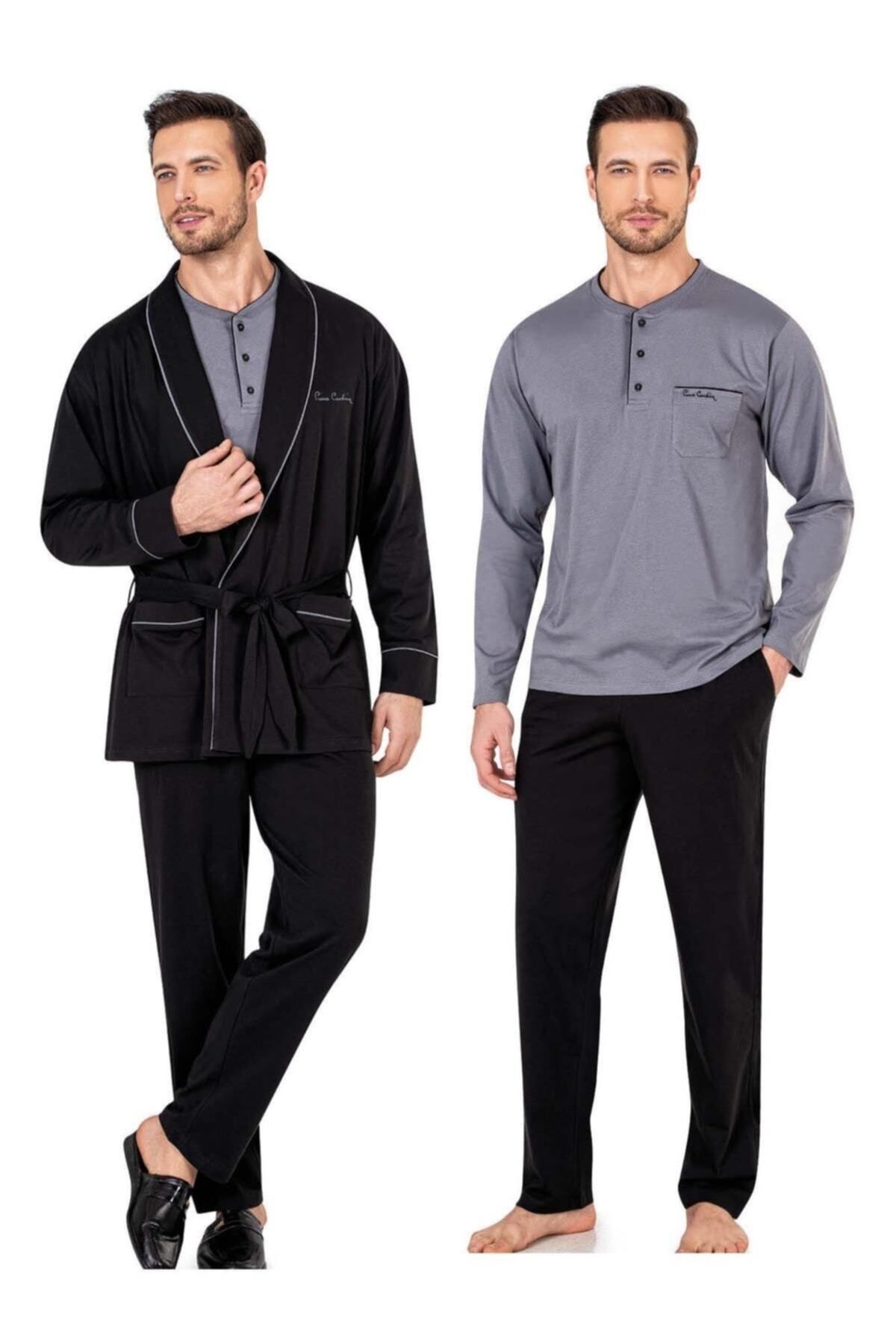 Pierre Cardin %100 Pamuk Penye Pijama Takım ve Ropdöşambır Çeyizlik Damat Seti