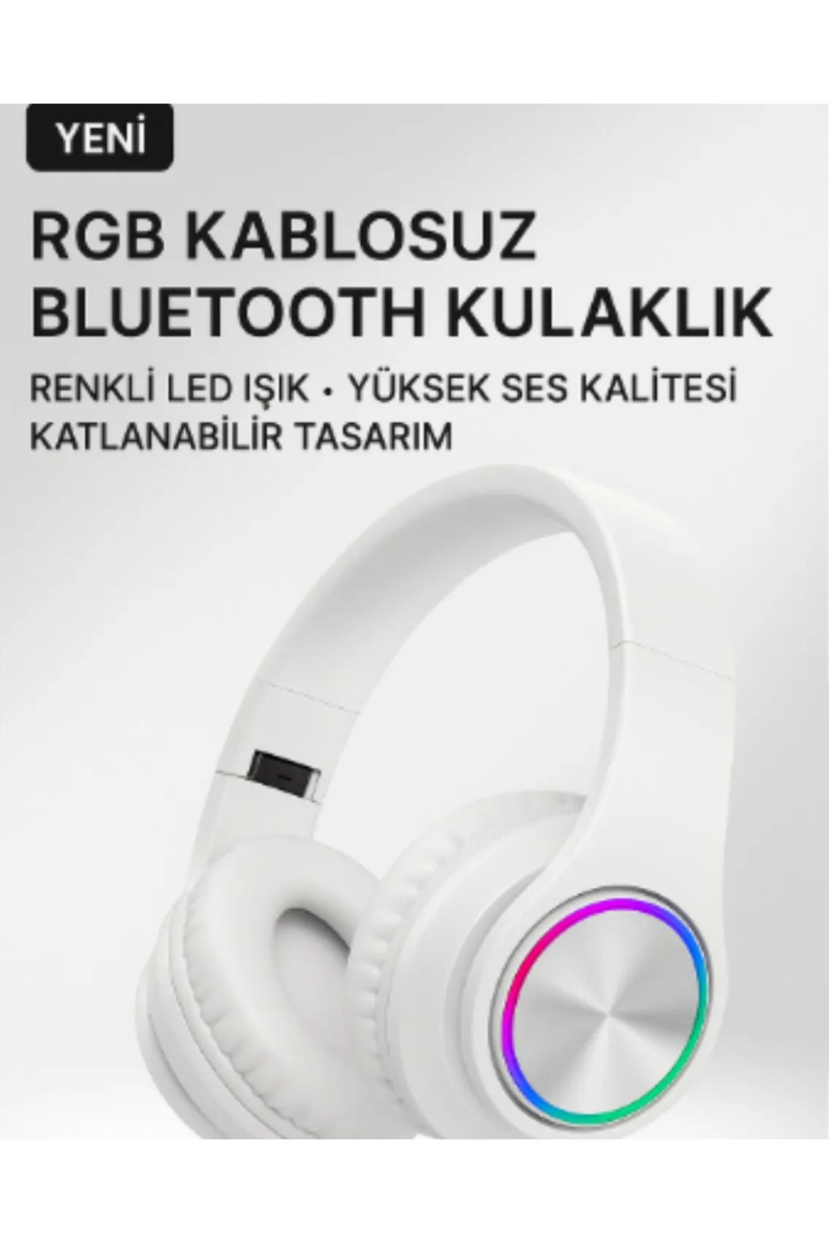 XİRA RGB Işıklı Kablosuz Bluetooth Kulak Üstü Kulaklık | Müzik, Oyun, Mikrofonlu, Katlanabilir