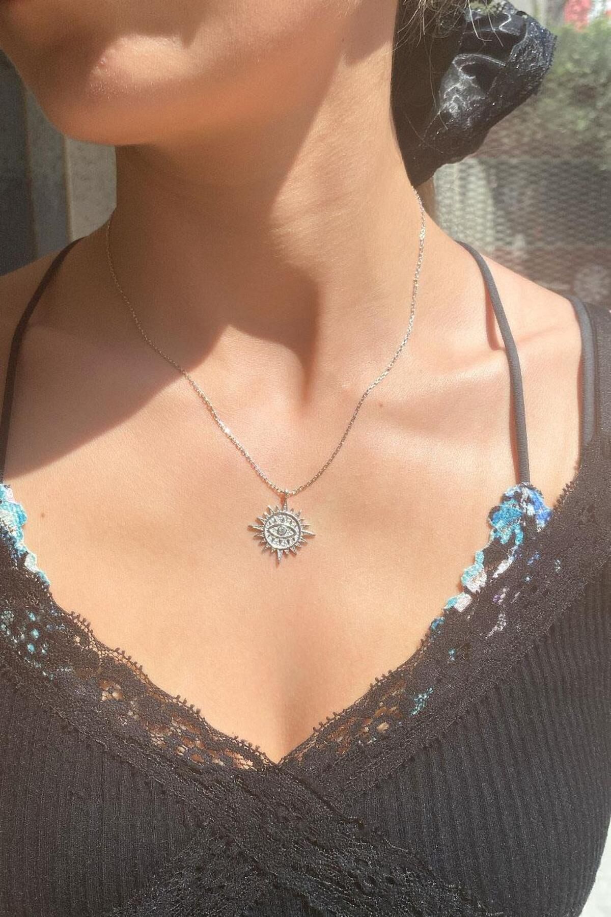 Spossy Silver Jewelry Güneş Tasarım Göz Kolye