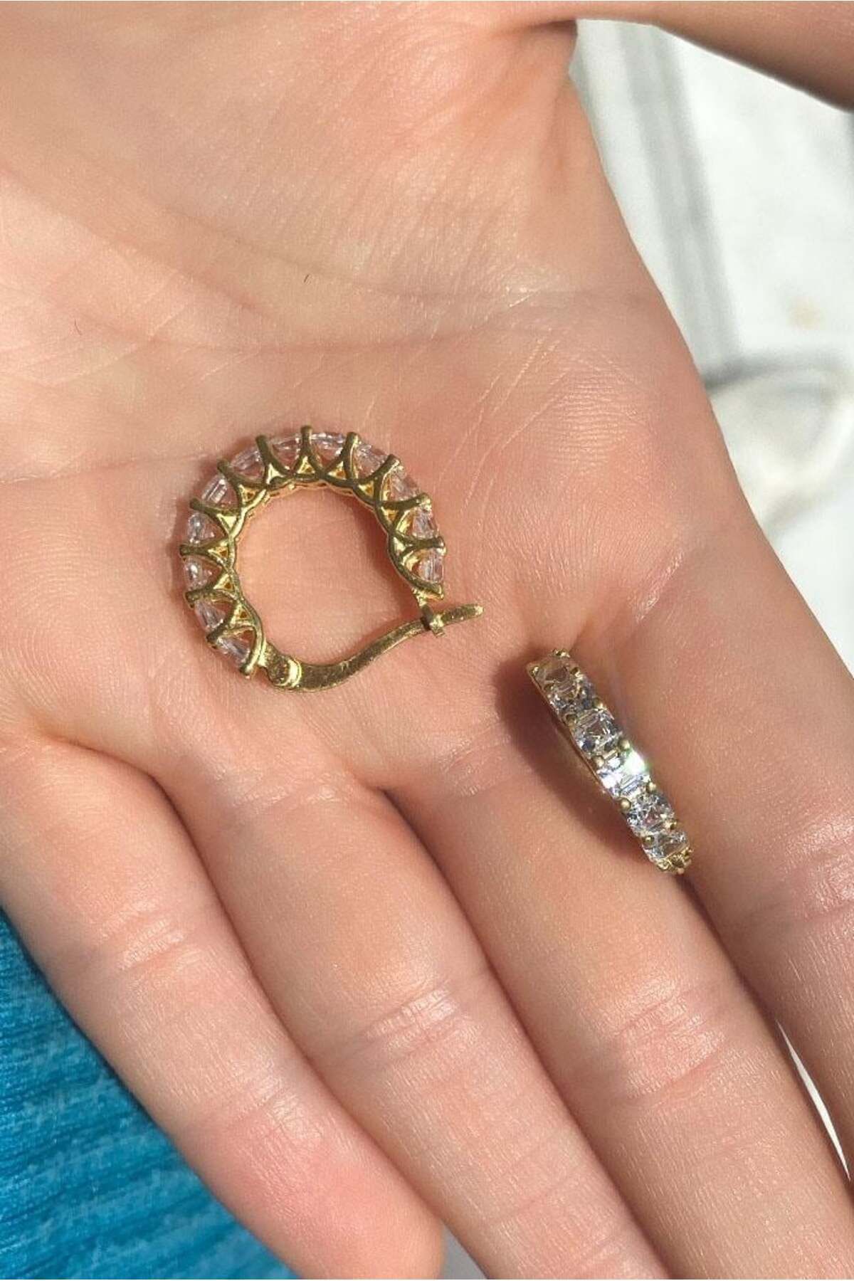 Spossy Silver Jewelry 1.9 cm Taşlı Halka Küpe