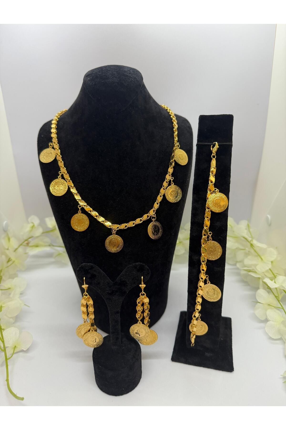 Constanza Exclusive 22 Ayar Altın Kaplama Pullu Tuğralı Set Lvd647