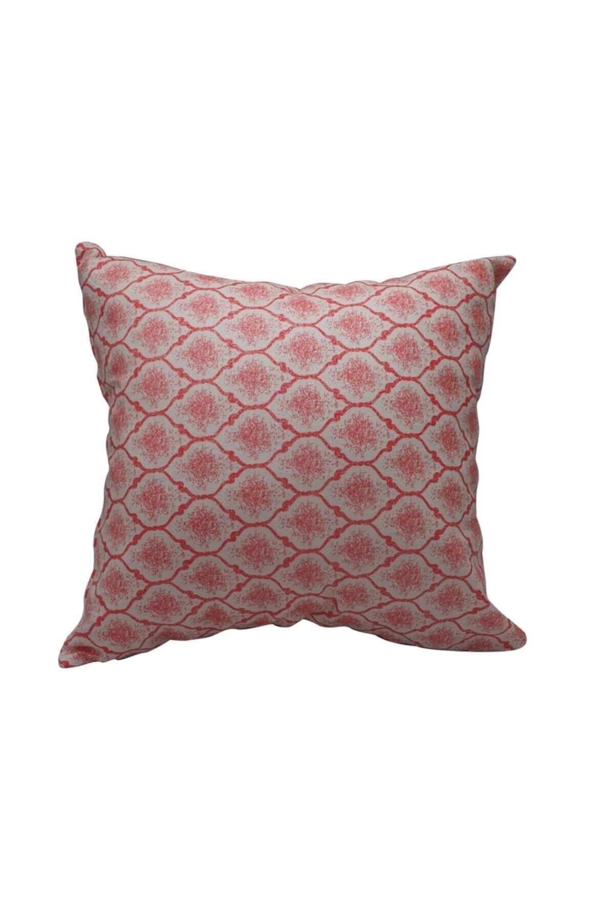 Elioure Kırmızı Damask Baskılı Kırlent 45x45 cm, Şık ve Rahat Dekorasyon Parçası