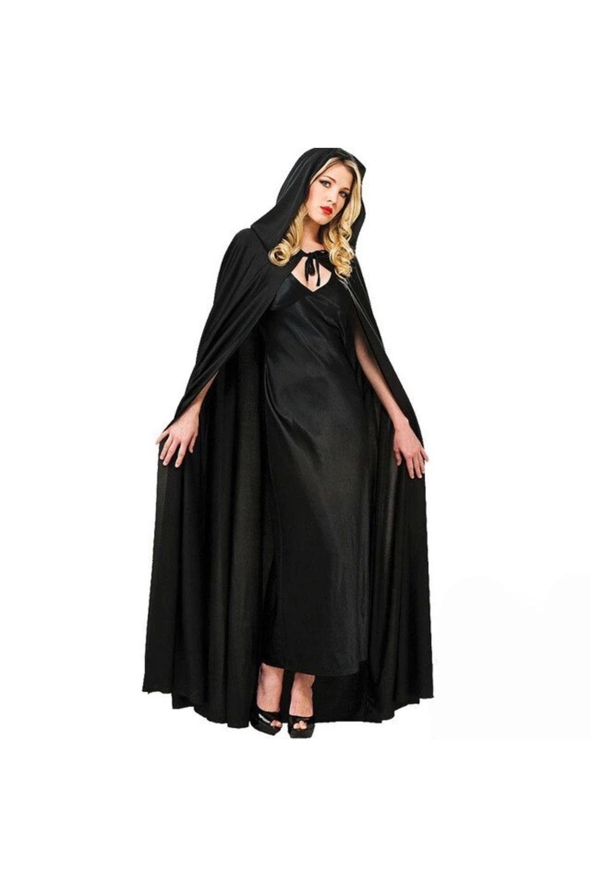 shopwave Siyah Renk Kapşonlu Pelerin 120 cm (5047)