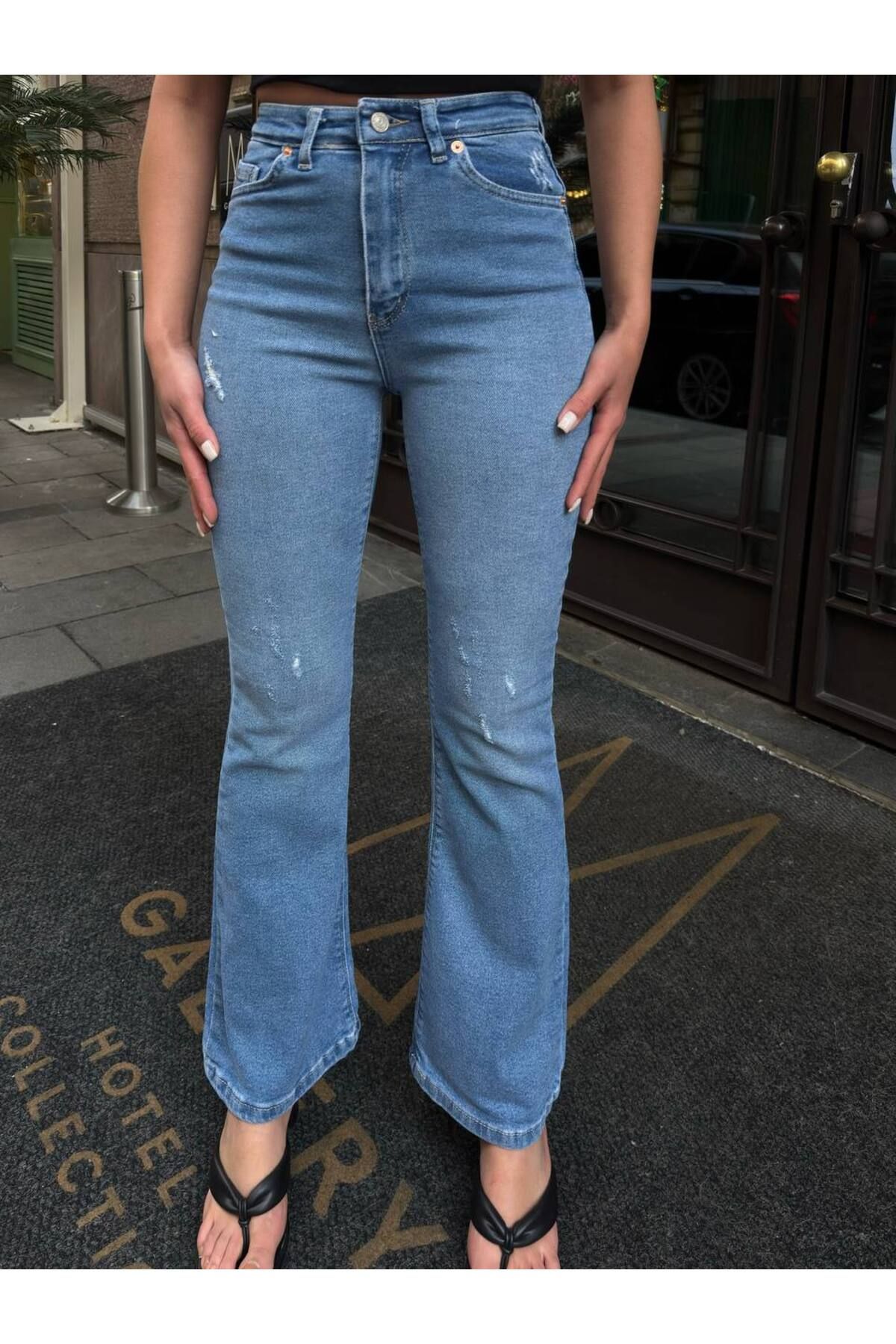 Miele Woman Kadın Yüksek Bel İspanyol Full Likra Esnek Jeans
