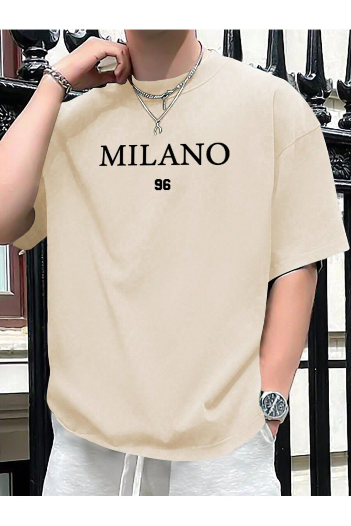 MOONBULL Erkek Milano 96 Baskılı Oversize T-shirt
