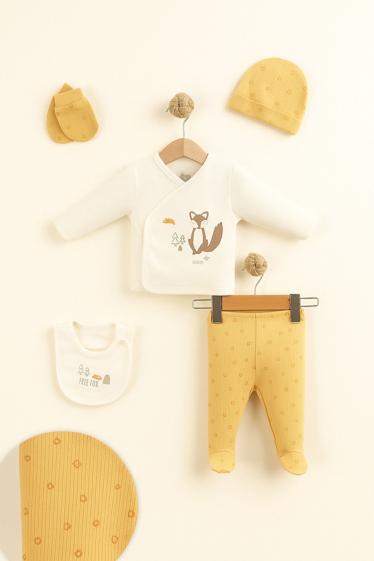ETİC MODA Little Life %100 Pamuklu Bebek Yenidoğan 5'li Unisex Bebek Hastane Çıkış Seti (5 PARÇA)