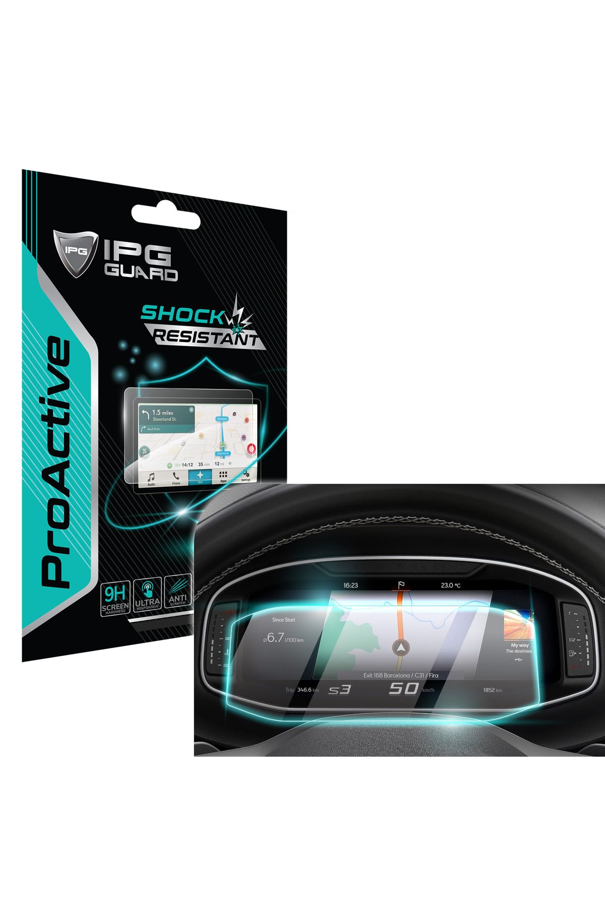 Ipg Seat Ateca Uyumlu 10.25 Inch Gösterge Paneli için 9H Nano IPG ProActive Ekran Koruma