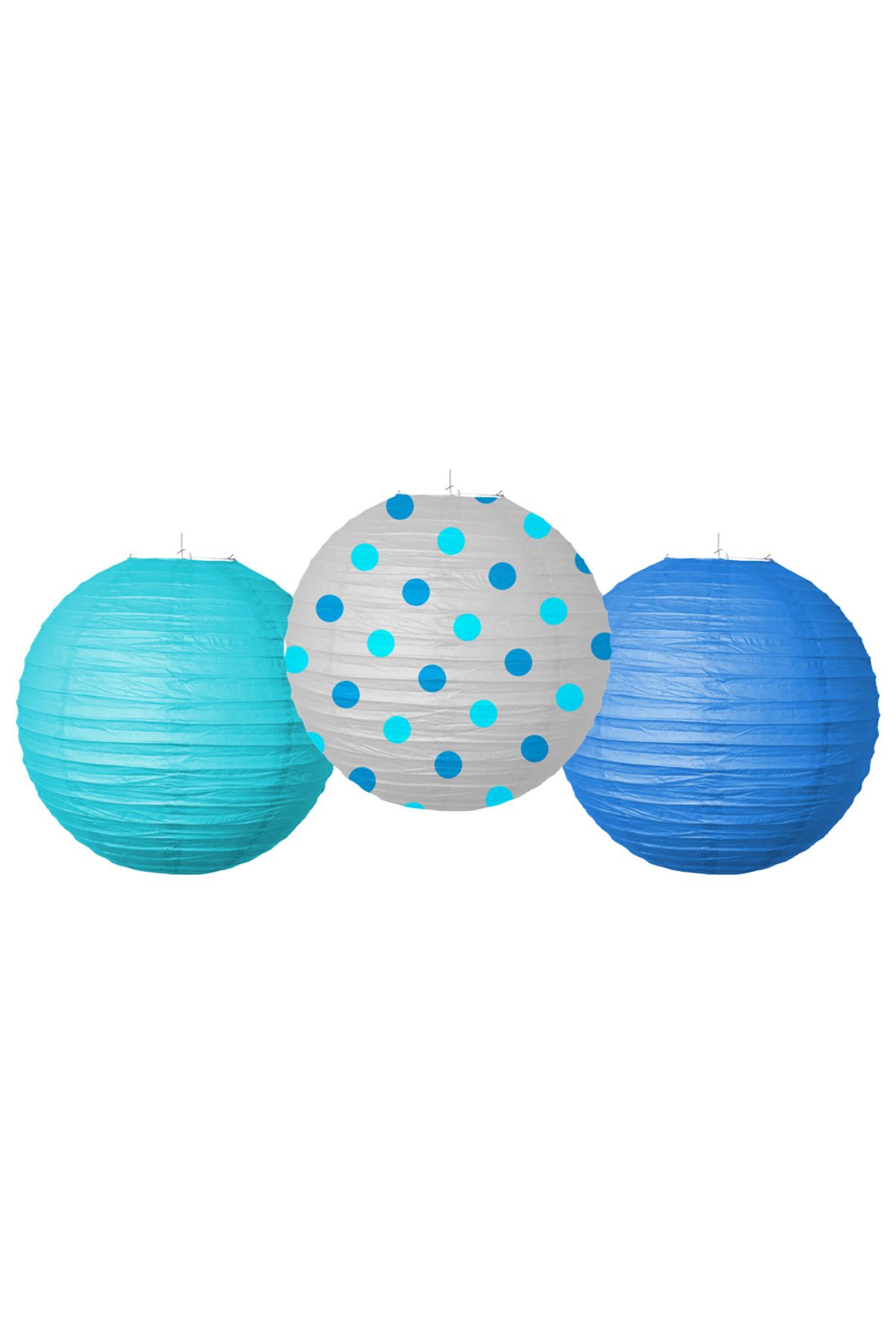 kidspartim Mavi Kağıt Fener Seti 3 lü 25 cm