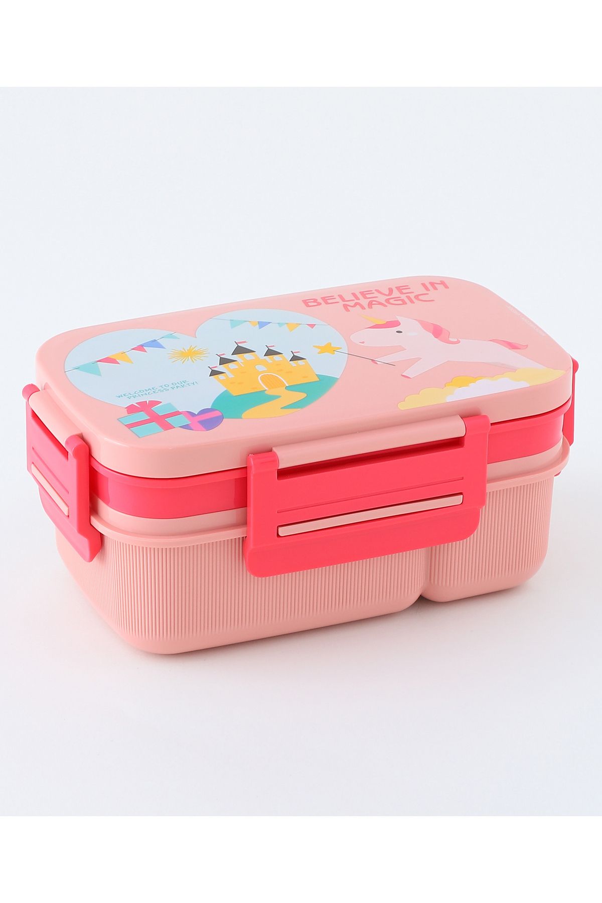 Fab N Funky-Unicorn Themed Lunch Box, Durable, Compact, Easy to Use, 3 Years+, 21.8 x 14 x 10.5 cm - Pink 1