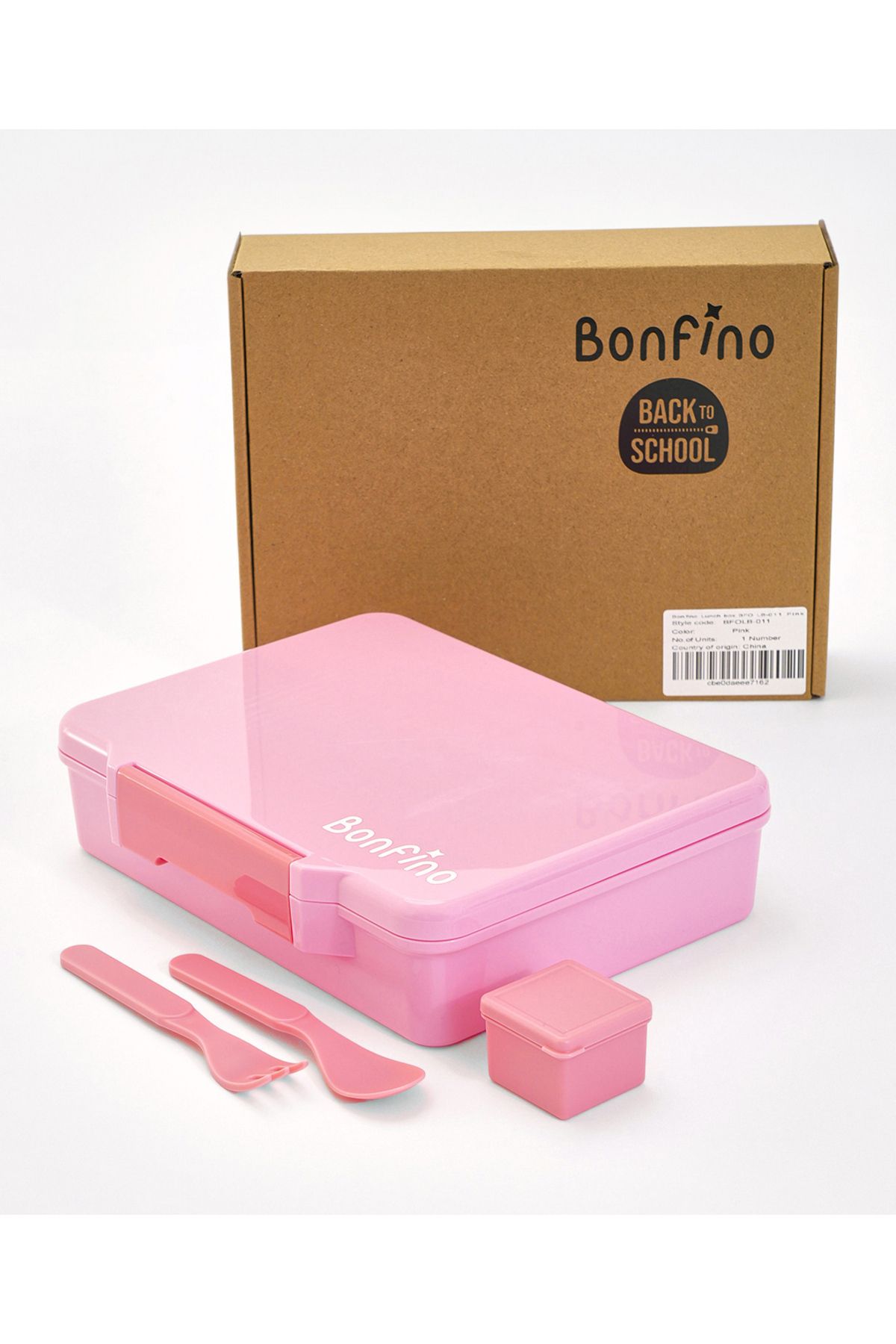 Bonfino-Bonfino Lunch Box with Cutlery and Side Dish Container , 1330 mL, 23 x 17 x 5.5 cm - Pink 7