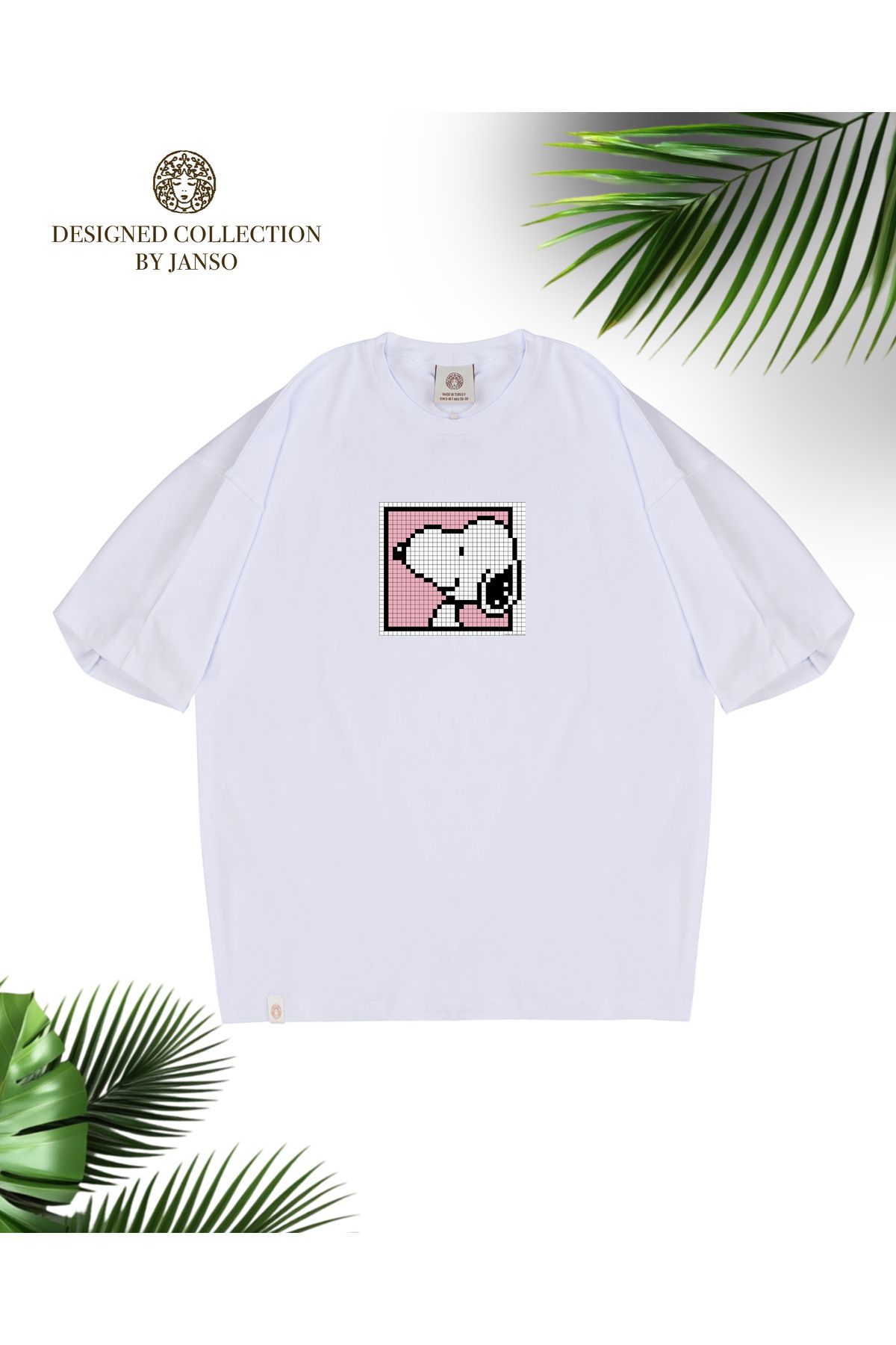JANSO GROUP KADIN PAMUKLU BASKILI Anime DOG KISA KOLLU TSHIRT OVERSİZE BÜYÜK BEDEN