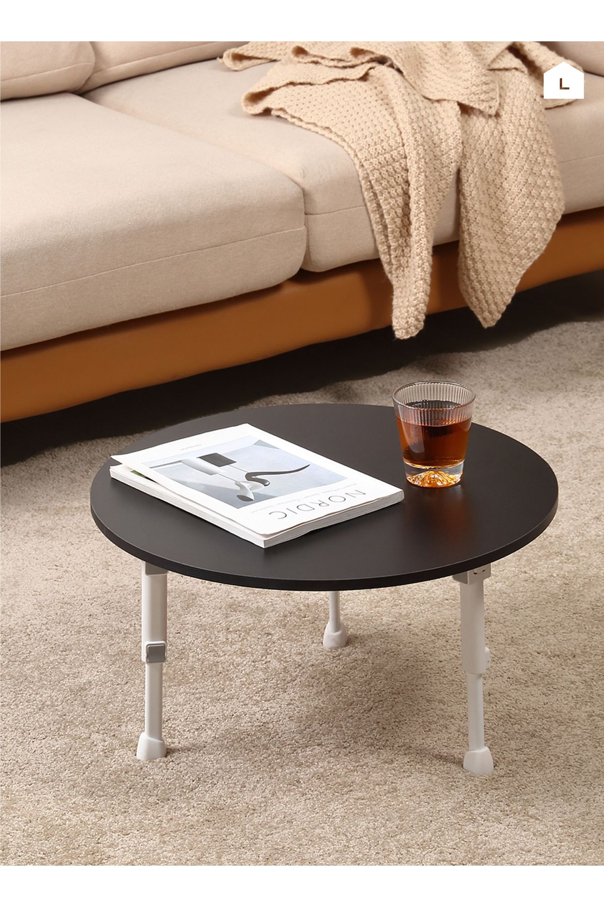 Lawazim-Round Foldable Table 50CM – Adjustable Height 27–36CM Small Portable Space-Saving Desk 6