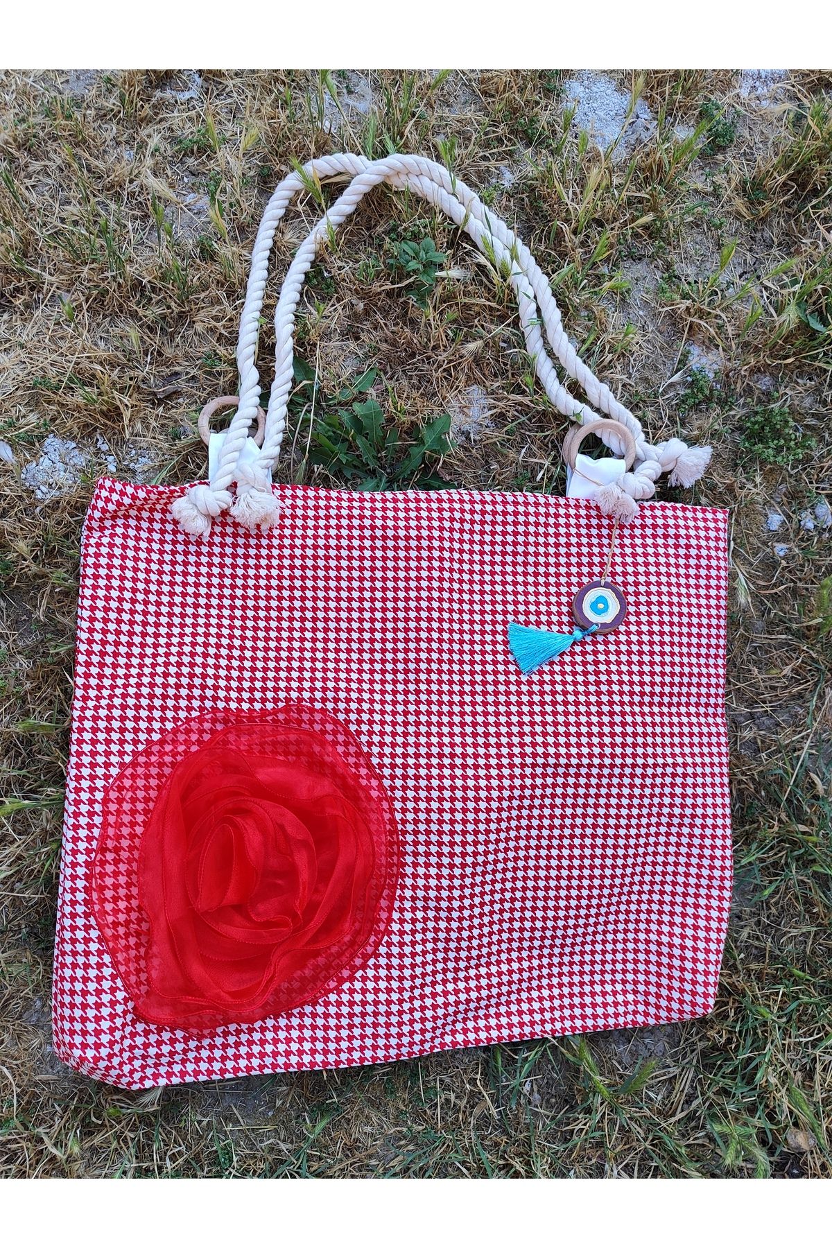 SAHRA BEACHWEAR Kadın Plaj Çantası , Hasır Çanta , Handmade Tasarım Çanta , Yazlık Çanta , El Yapımı Çanta