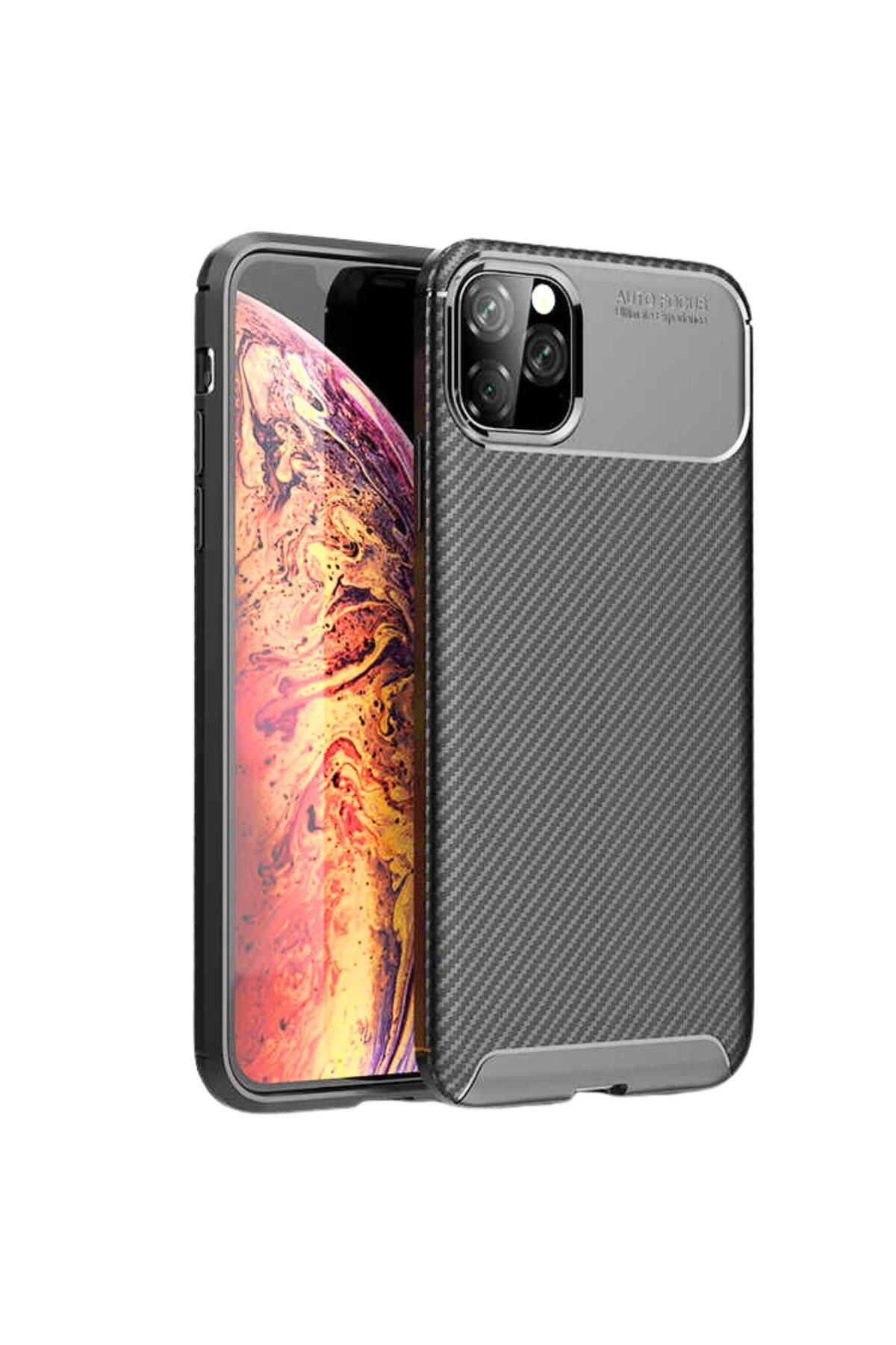 Ehr. iPhone 11 Uyumlu Kamera Korumalı Darbe Önleyici Carbon Brushed Silikon Kılıf