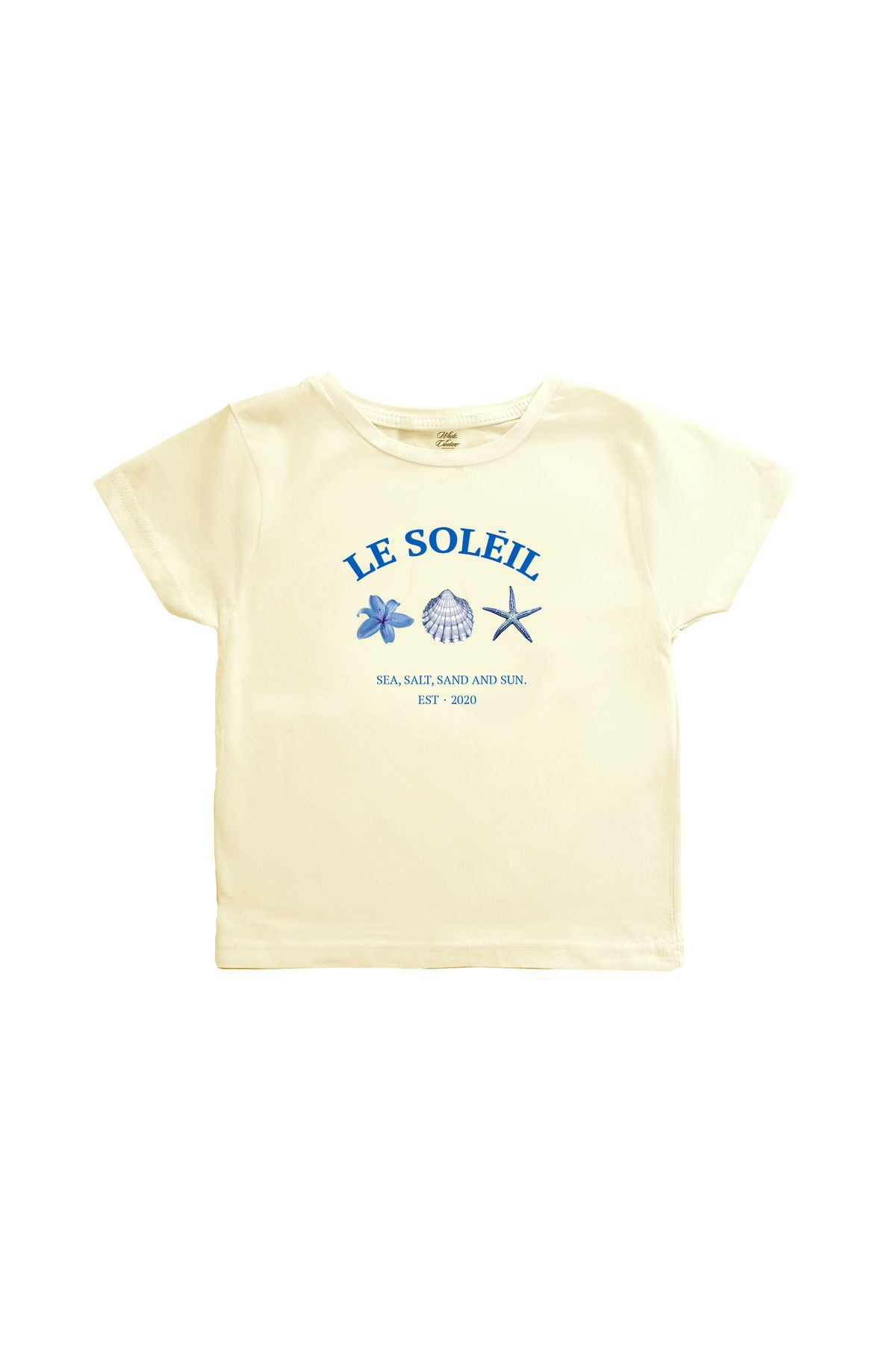 WHITE OF CREATIVE Le Soleil Baby Tee Crop Top