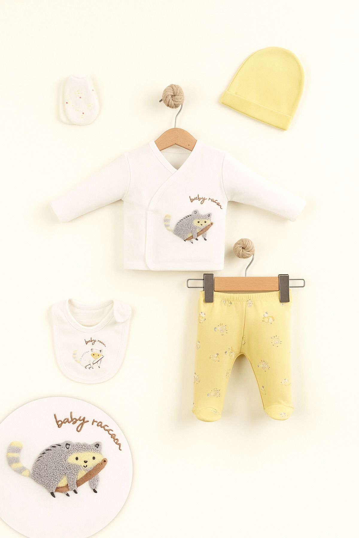 ETİC MODA Little Life %100 Pamuklu Bebek Yenidoğan 5'li Unisex Bebek Hastane Çıkış Seti (5 PARÇA)