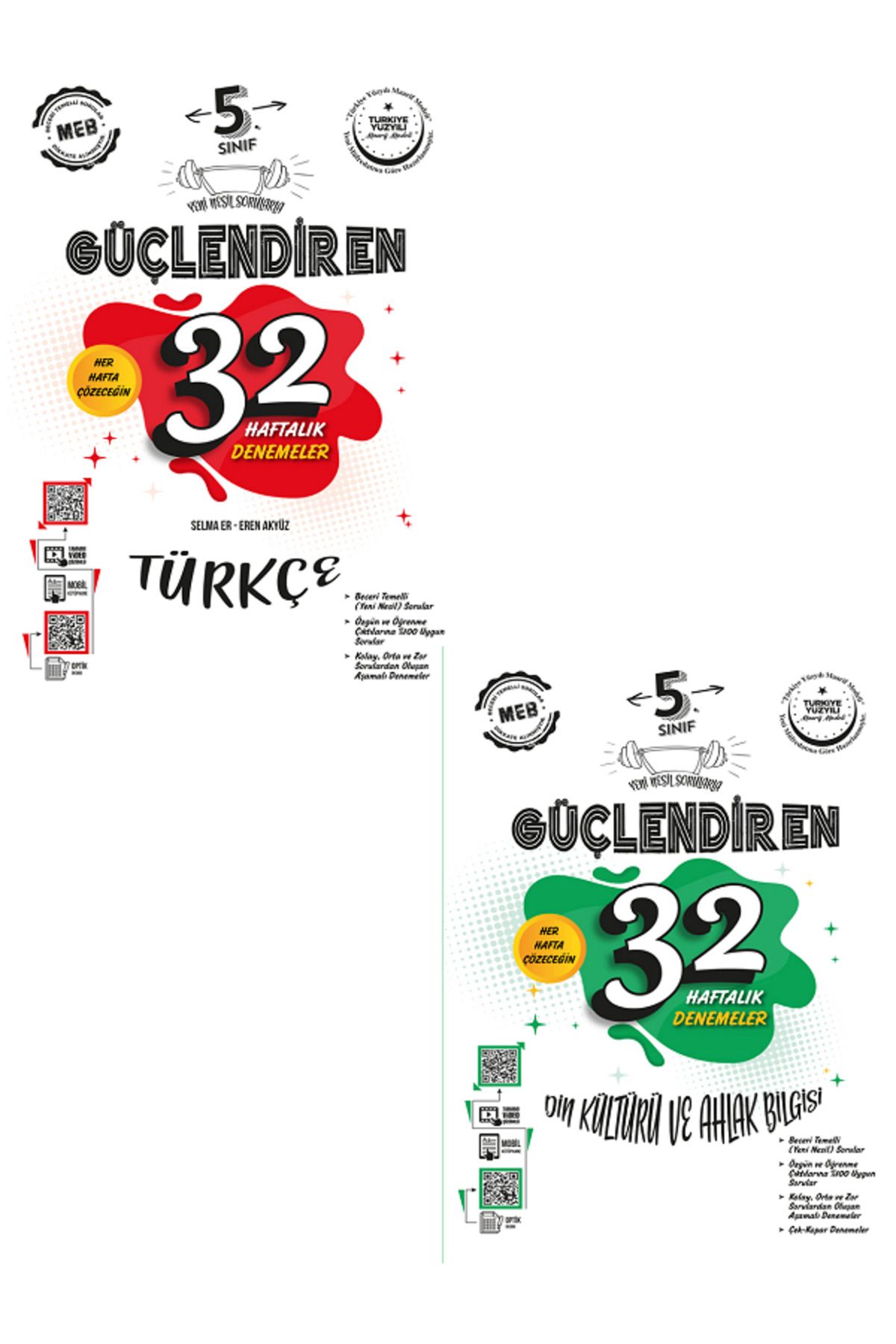 Evrensel İletişim Yayınları 5.Sınıf Ankara Güçlendiren Türkçe + Din Kültürü 32 Haftalık Denemeler / 2 KİTAP / YENİ