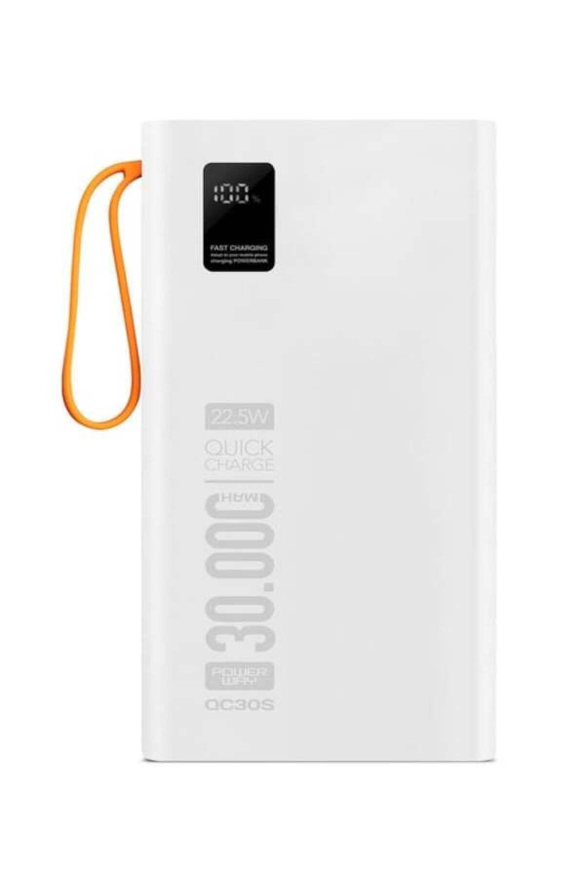 Mars Mobıle QC30S 30.000 Mah PD 22.5W Dahili Kablolu Hızlı Şarj Led Işıklı Powerbank