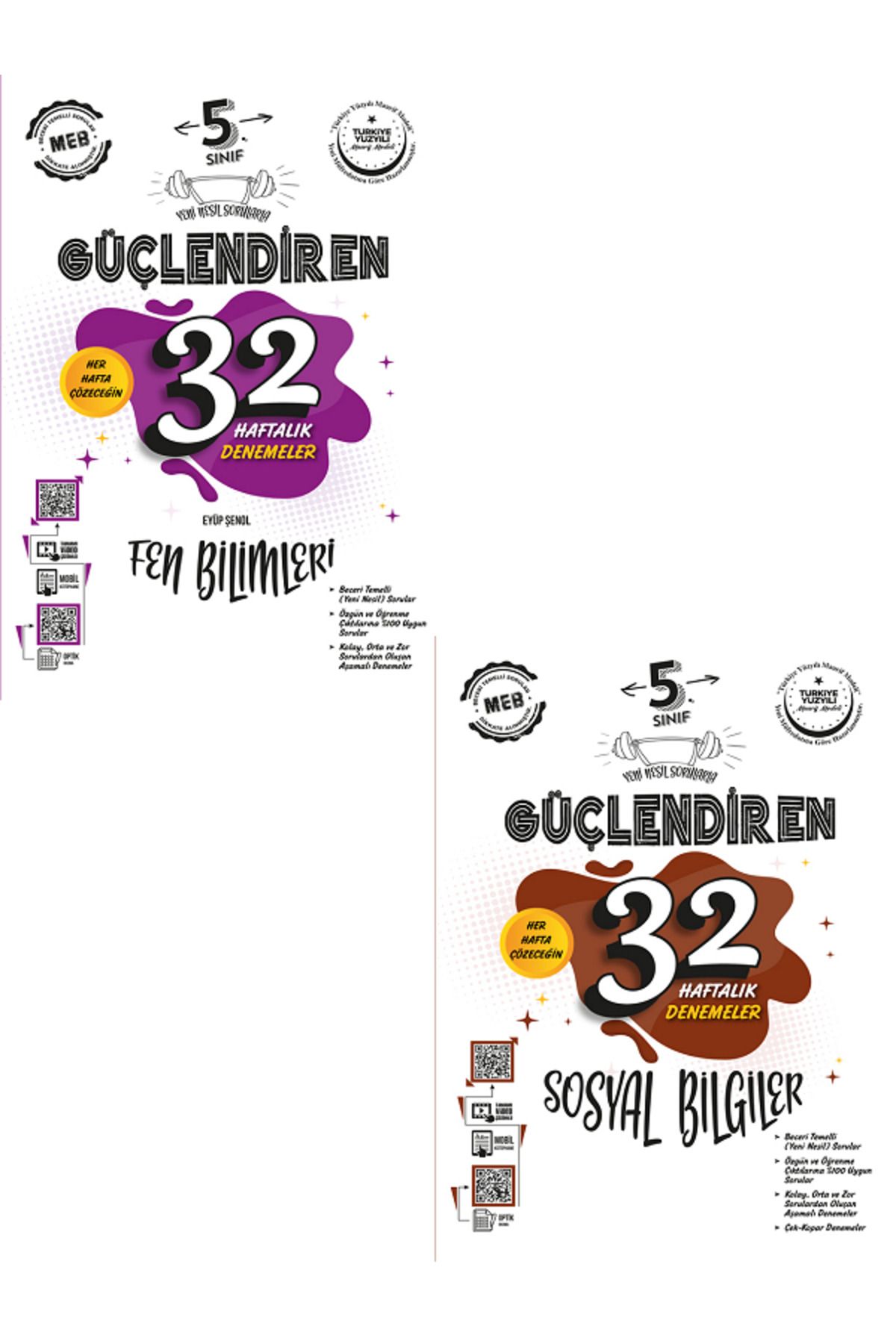 Evrensel İletişim Yayınları 5.Sınıf Ankara Güçlendiren Fen Bilimleri + Sosyal Bilgiler 32 Haftalık Denemeler / 2 KİTAP / YENİ