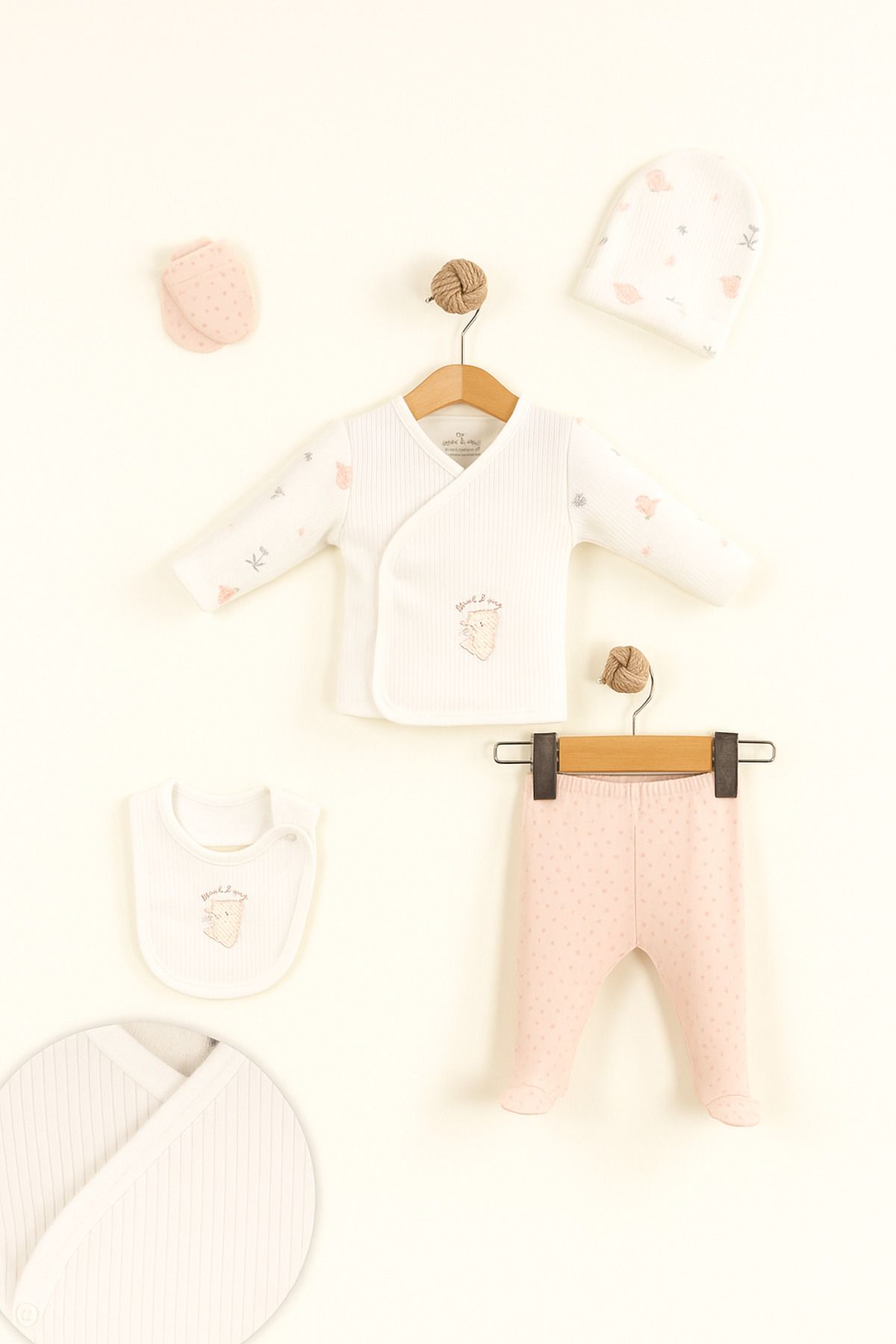 ETİC MODA Little Life %100 Pamuklu Bebek Yenidoğan 5'li Unisex Bebek Hastane Çıkış Seti (5 PARÇA)