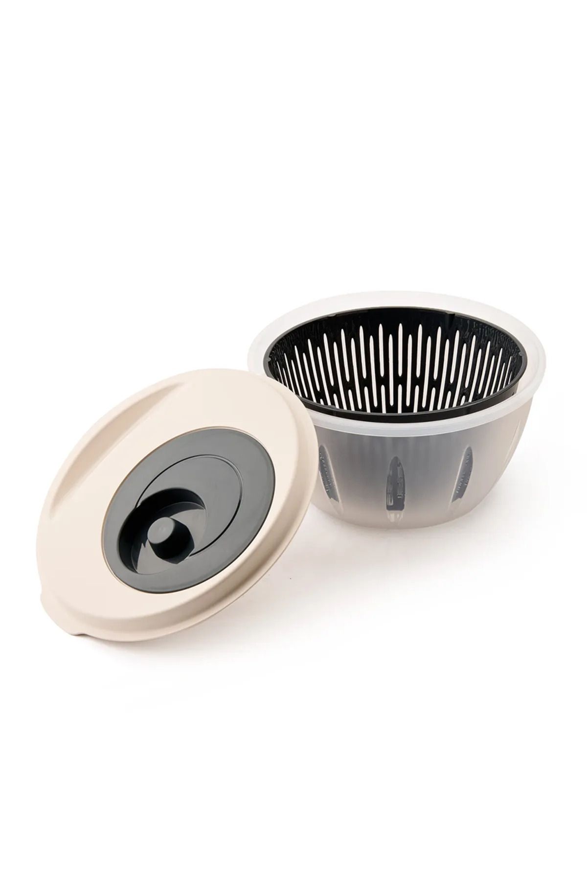 Mutfak Köşesi-Circle Salad Dryer 4.5 Lt – Vegetable Drying Container with Ergonomic Handle and Large Chamber Anthracite 3