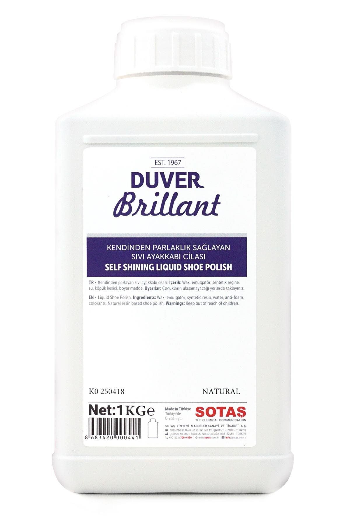 Duver Brillant 1 Kg Kendinden Parlaklık Sağlayan Natural Renk Sıvı Ayakkabı Cilası