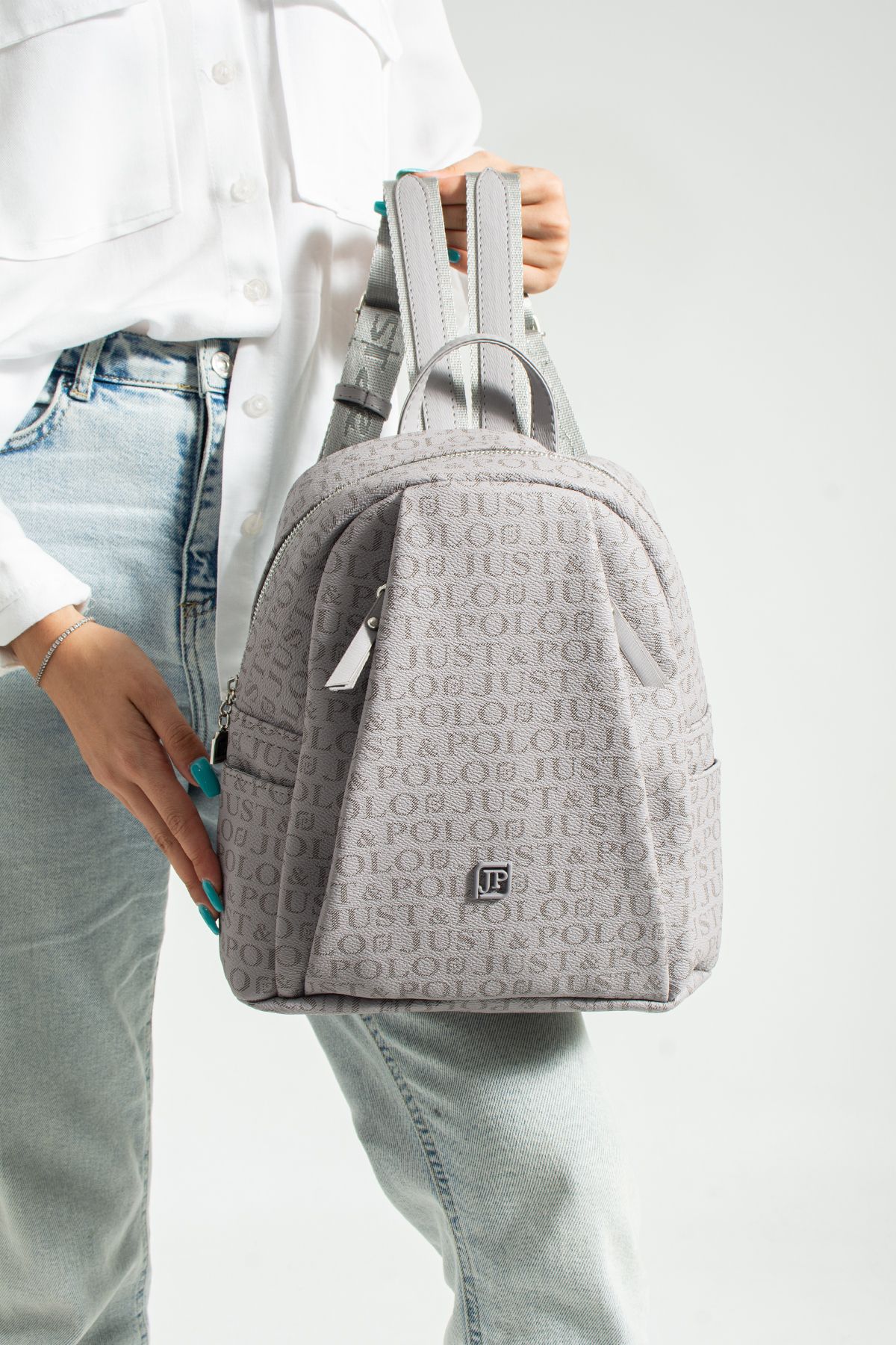 Just Polo Rose 2042 Emprime Suni Deri Marka Baskılı Kadın Sırt Çantası ( Ebat : En 28 Yükseklik 29 Cm)